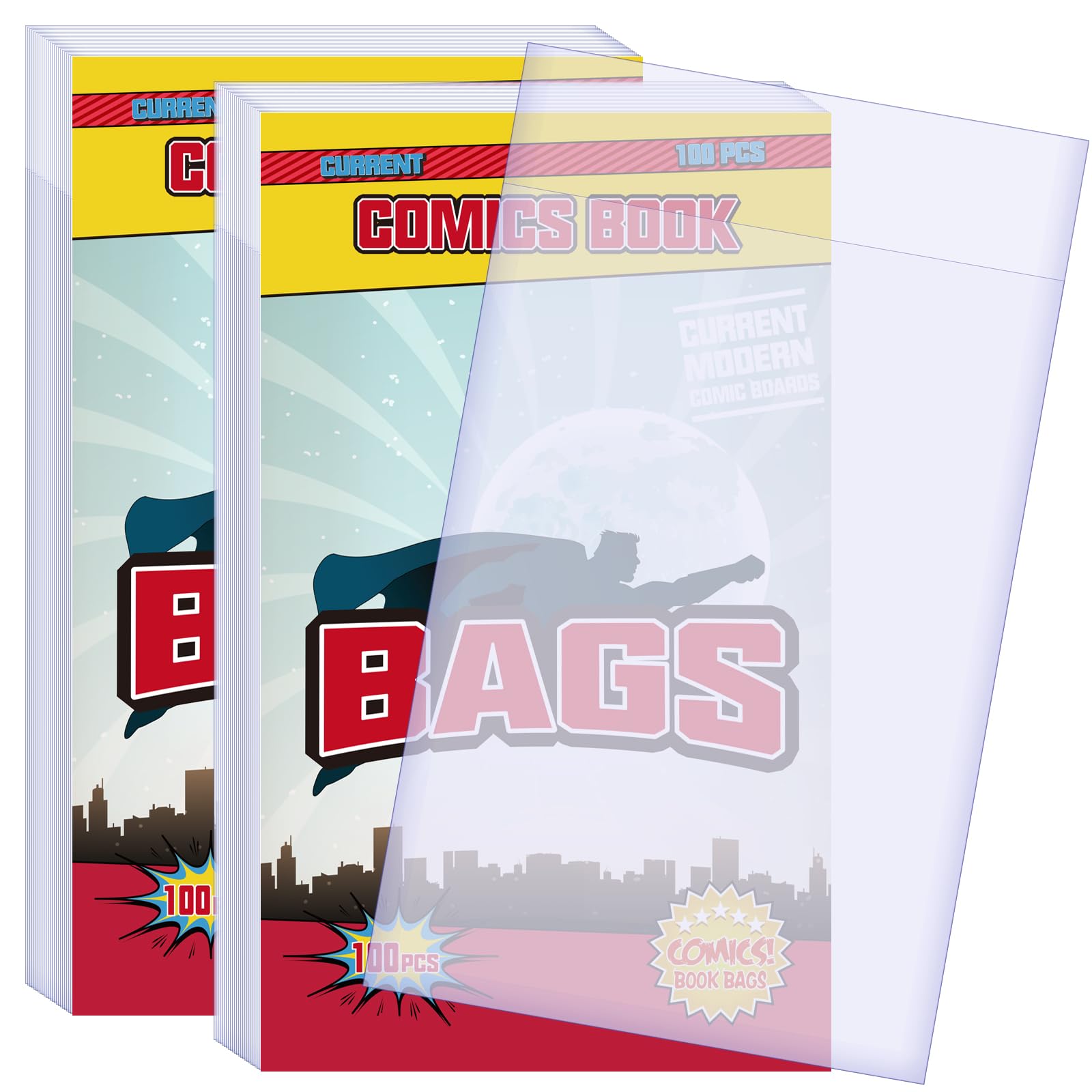 KKU Current Comic Book Bags with Acid-Free Boards - Comic Book Storage & Protection for Collectors | Perfect for Comic Book Display, Organization & Long-Term Preservation