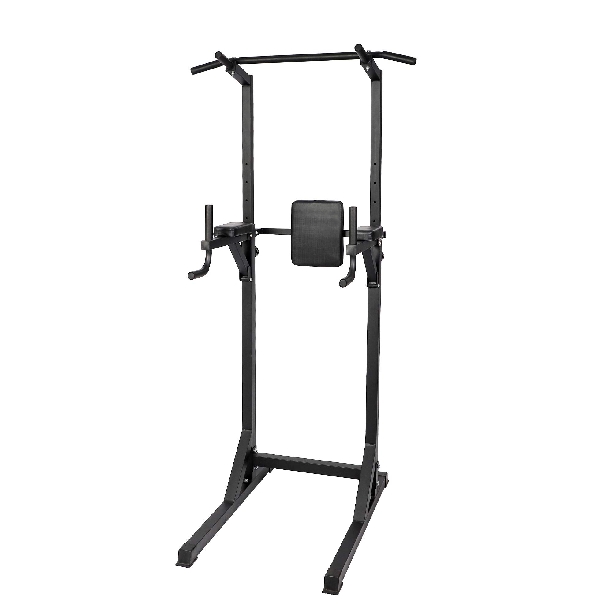 Foldable Power Tower Pull Up Bar Stand - Adjustable 8-Level Height Home Gym Equipment with 1.5” Cushions & Armrests for Strength Training (Supports 330LBS) - Perfect for Home Workouts, Calisthenics & Full-Body Exercises