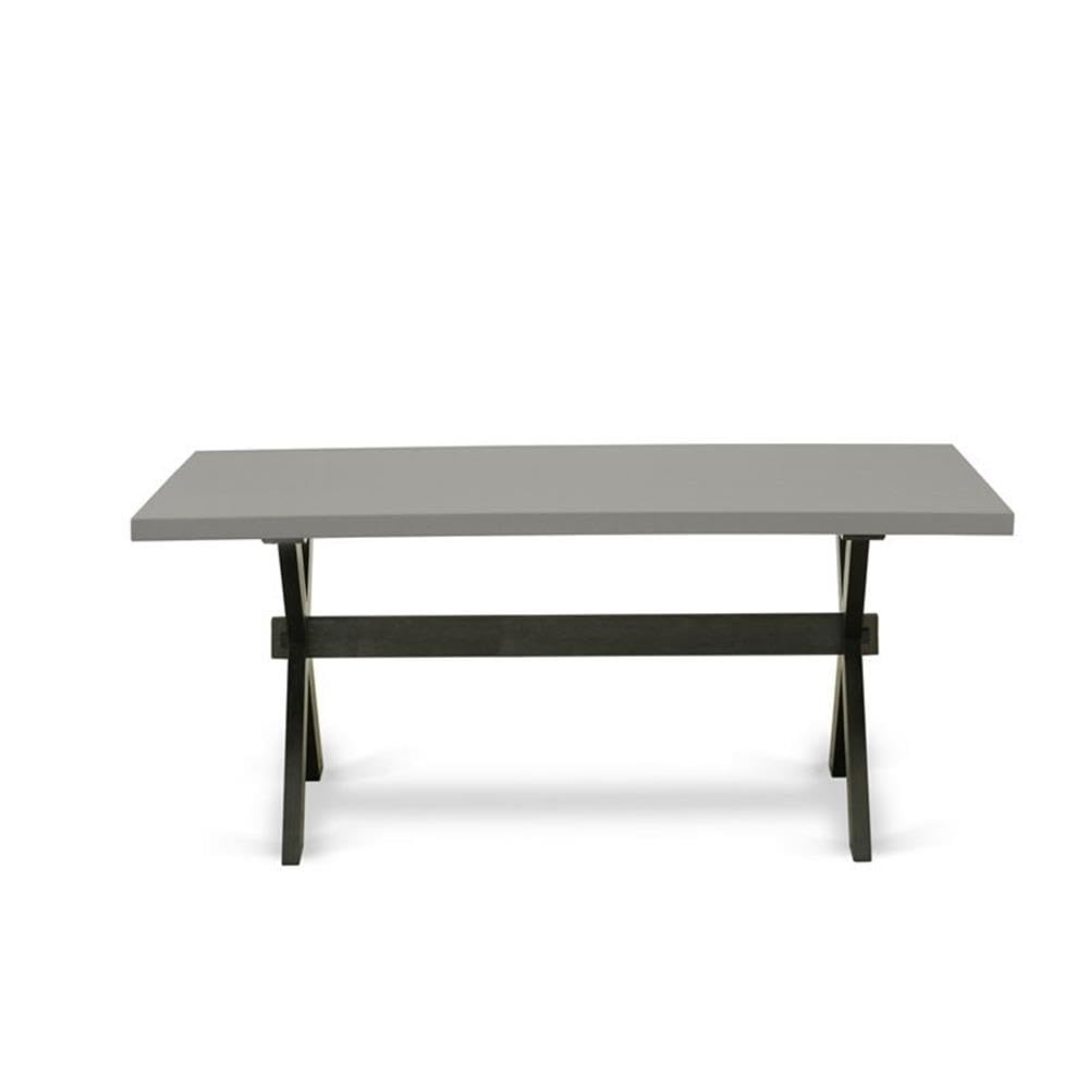 East West Furniture X697MZ650-5 5-Piece Dining Set - 40x72 Inch Rectangular Table with X-Legs & 4 Dark Gotham Grey Linen Parsons Chairs - Perfect for Small Kitchens, Breakfast Nooks & Compact Dining Spaces