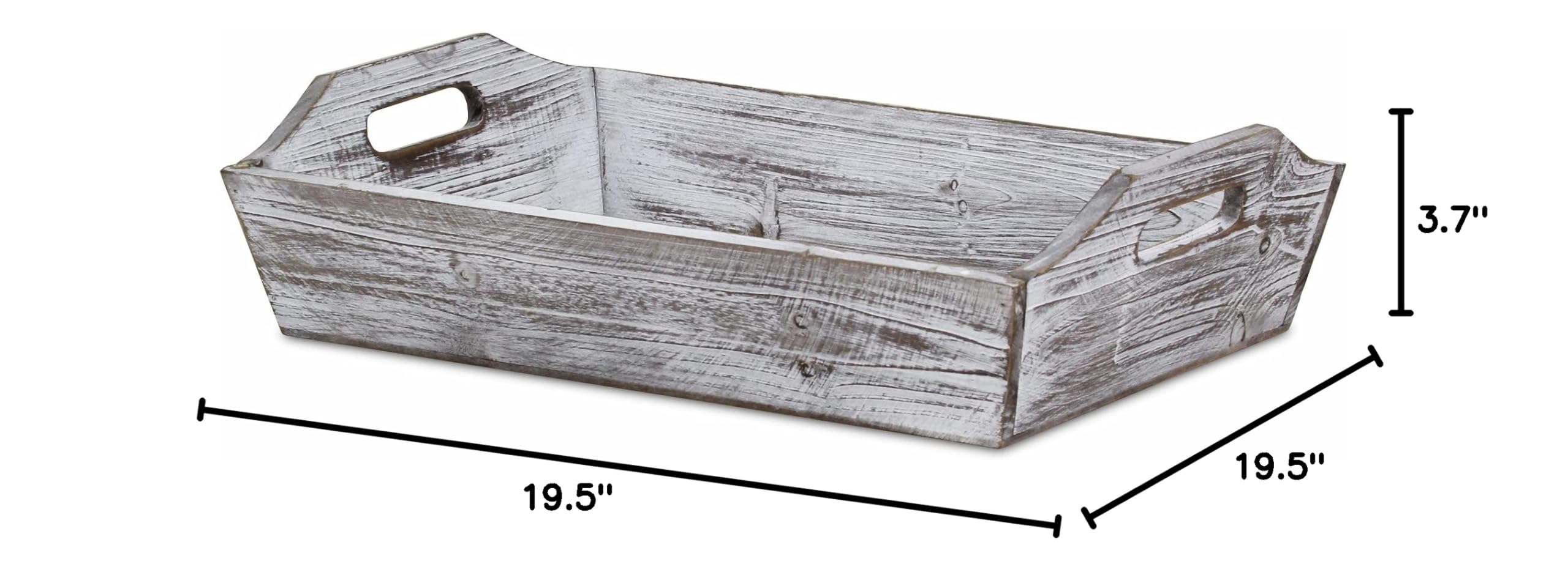 HomeRoots White Rustic Finish Wood Serving Tray with Handles - Perfect for Breakfast in Bed, Coffee Table Decor & Entertaining Guests