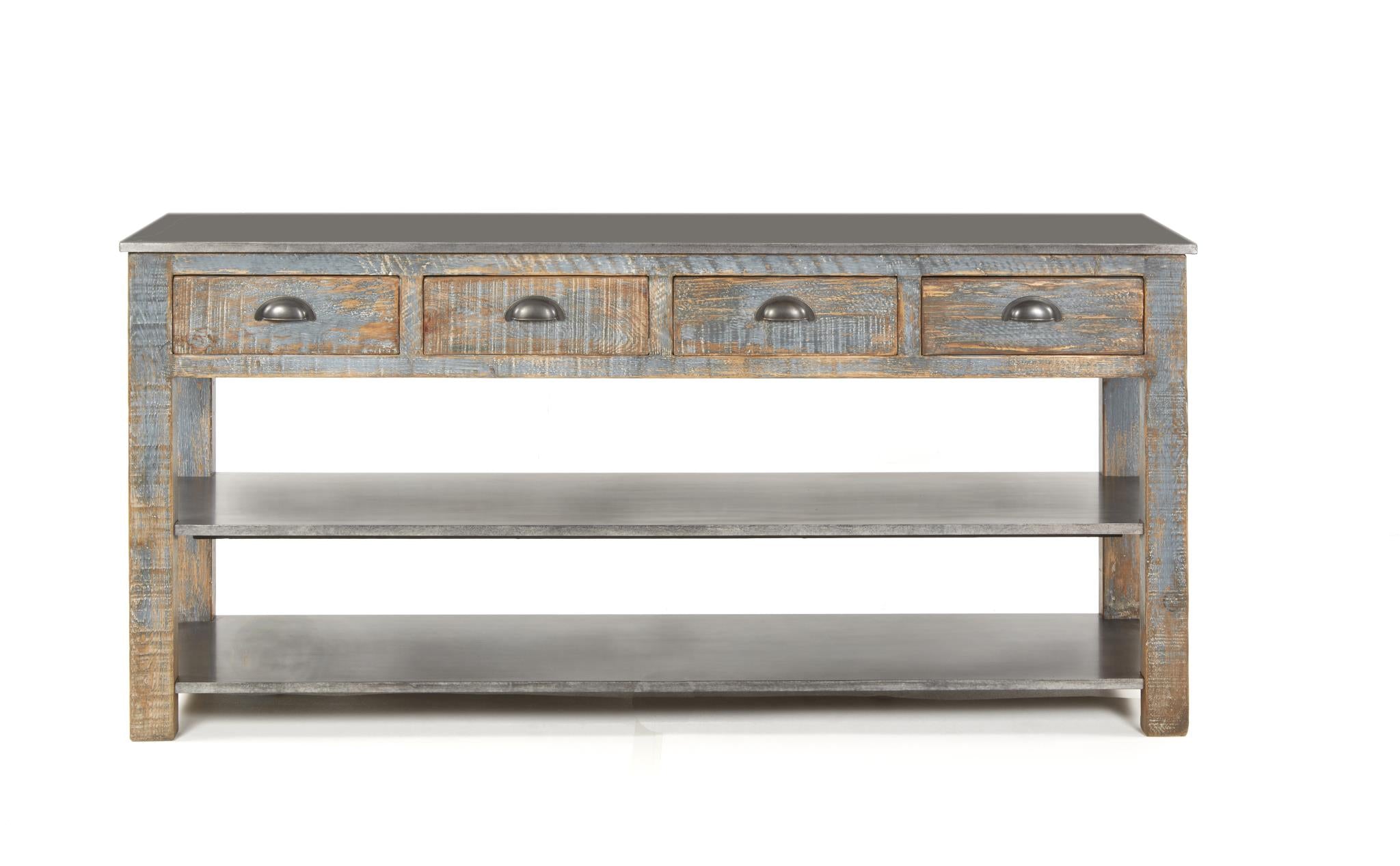 Vintage Plantation Server Console Table - Antique Blue Finish for Farmhouse, Rustic & Coastal Home Decor - Perfect for Entryway, Living Room or Dining Room
