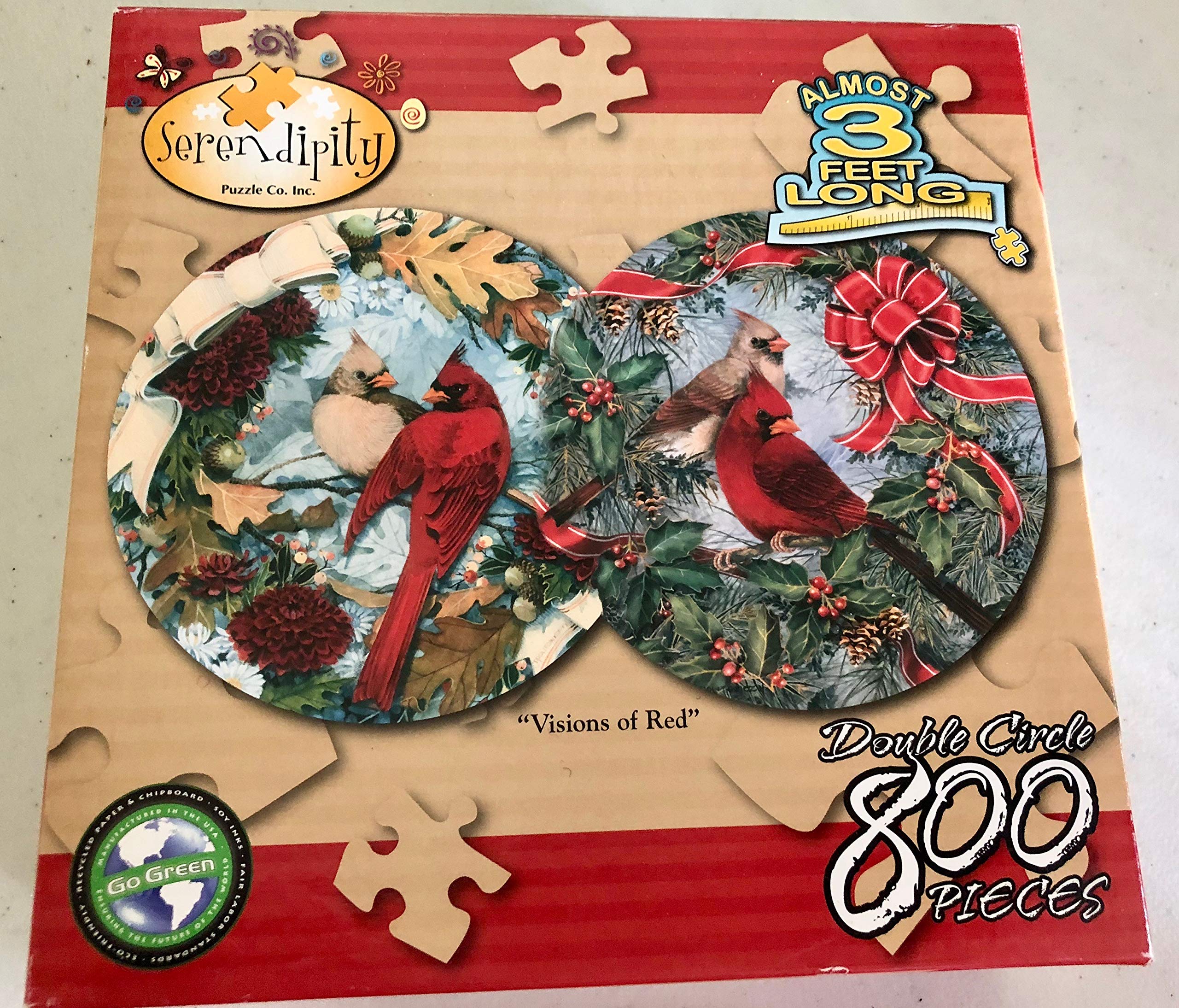 Serendipity Puzzle Company Visions of Red 800-Piece Jigsaw Puzzle with Cardinal Birds - Perfect for Family Game Night & Winter Holiday Decor