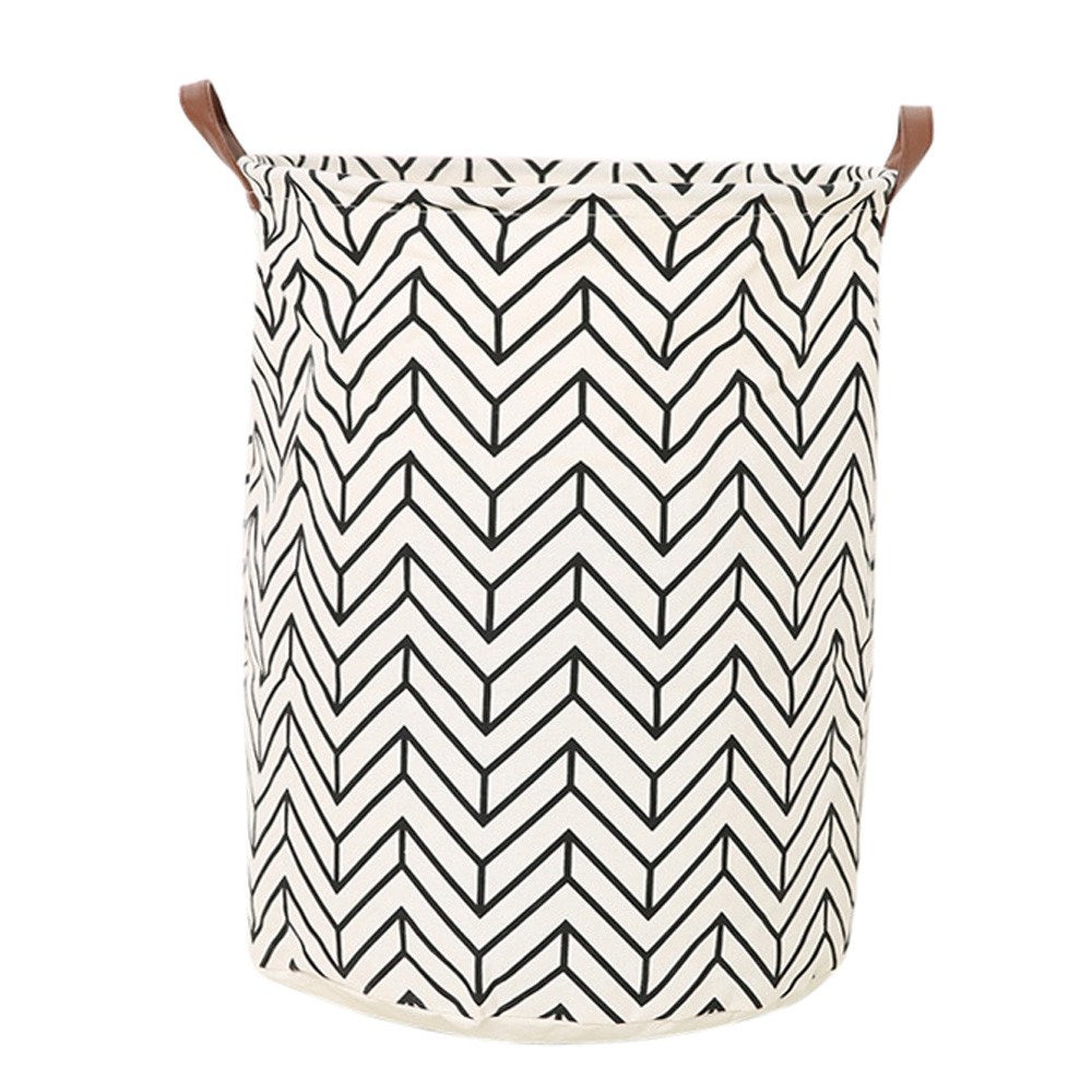 Durable Collapsible Laundry Basket with Leather Handle & Drawstring - Waterproof Canvas Storage Box for Clothes, Blankets & Toys - Perfect for Home, Dorm & Travel Organization