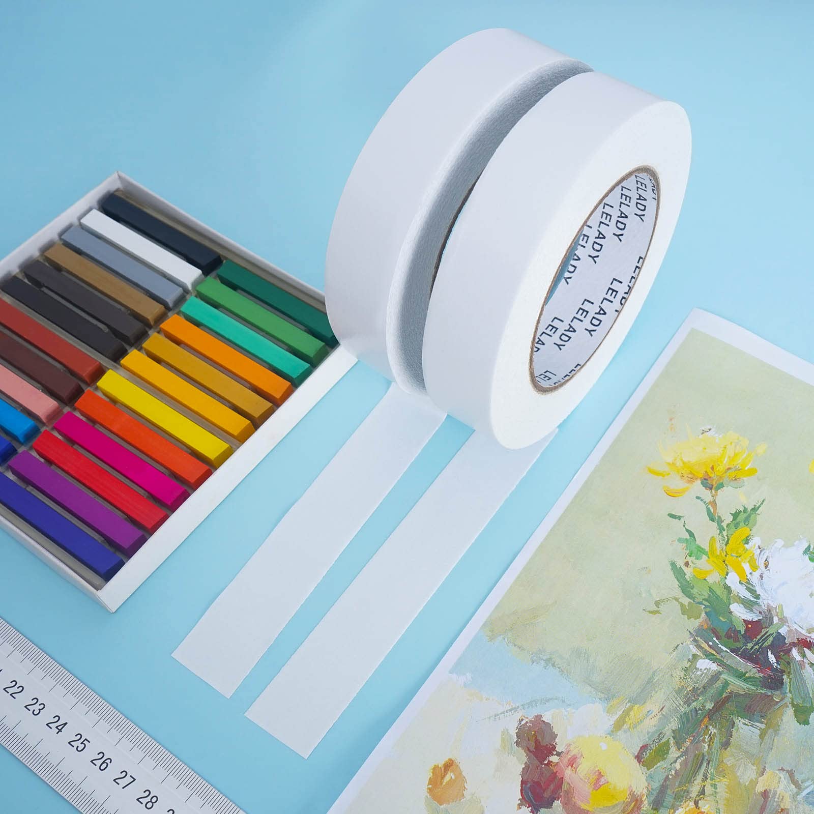 2 Rolls Double Sided Tape 1 Inch x 40 Yards - Strong Adhesive Sticky Tape for Arts, Crafts, Office & School Supplies - Perfect for Scrapbooking, Wall Decor, Photo Mounting & DIY Projects
