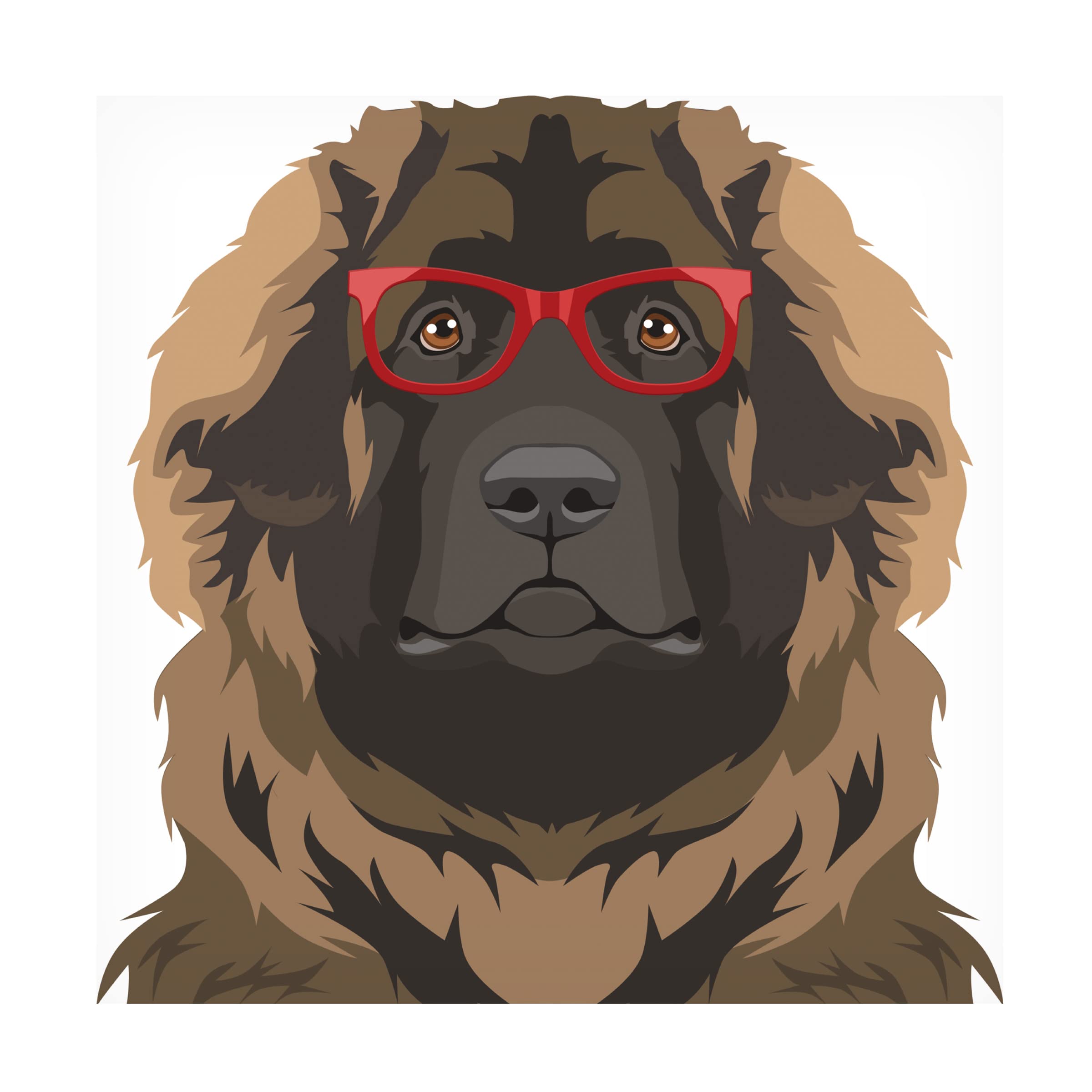 Trademark Fine Art 'Leonberger Wearing Hipster Glasses' Canvas Wall Art Print - Modern Dog Portrait for Living Room, Bedroom & Office Decor