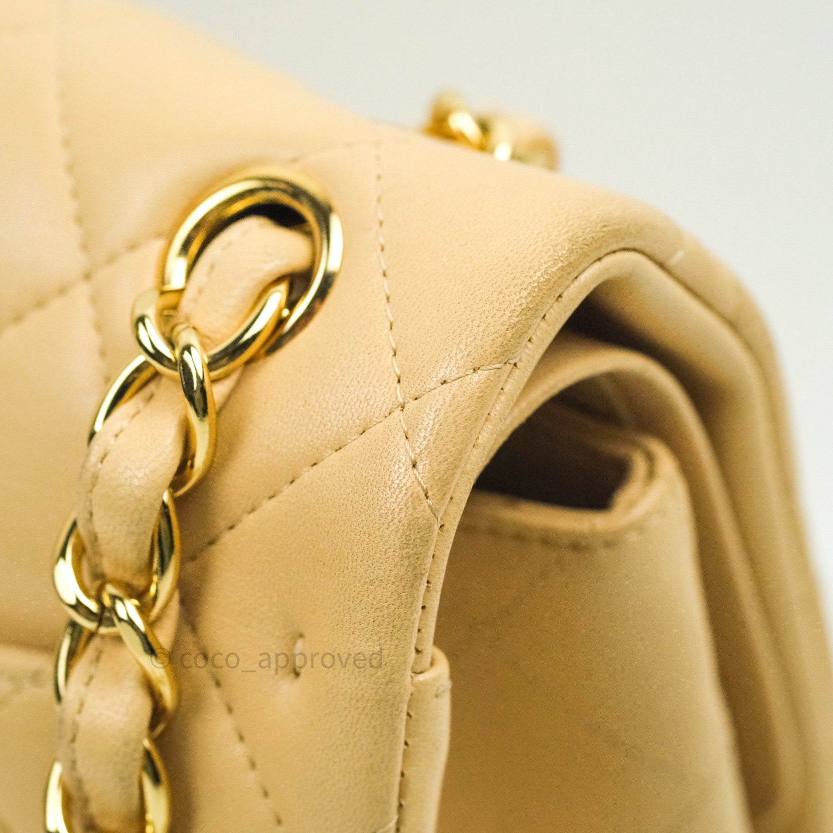 Chanel Classic Jumbo Double Flap Bag Beige Lambskin Leather with Gold Hardware - Luxury Designer Handbag for Women, Perfect for Parties, Dating & Special Occasions