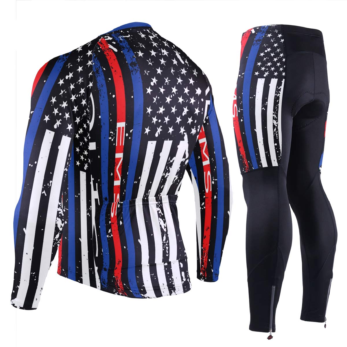 Oklahoma State Flag Men's Cycling Jersey & Padded Bike Pants Set - Long Sleeve Full Zip Quick-Dry Bicycle Clothing for Road & Mountain Biking