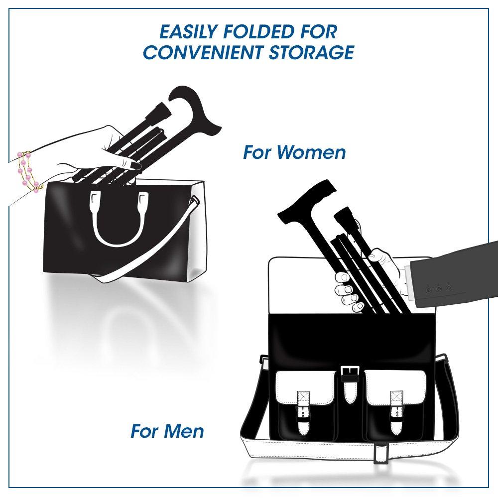 Premium Chrome Derby Cane - Foldable & Adjustable Walking Stick for Men & Women - Lightweight Support for Hiking, Travel & Everyday Use