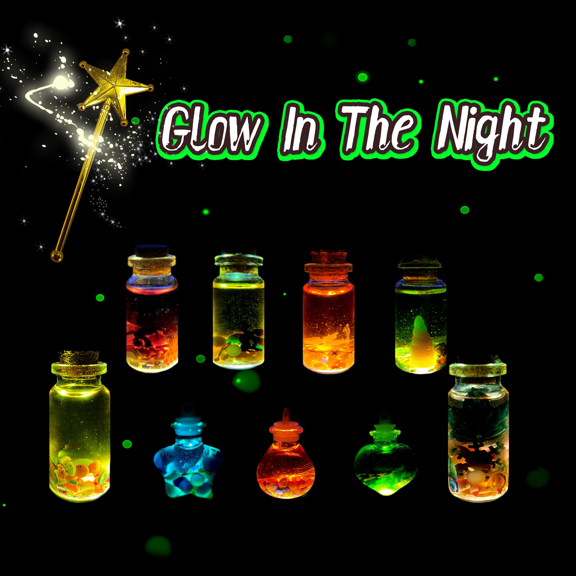 18-Piece Potion Bottles Kit for Kids - Fairy Mixies Magic Potion Set for Halloween & Christmas Decorations - Creative Art Toy & Fun Birthday Gift for Girls Ages 6-10 - Perfect for Pretend Play, Party Favors & DIY Crafts