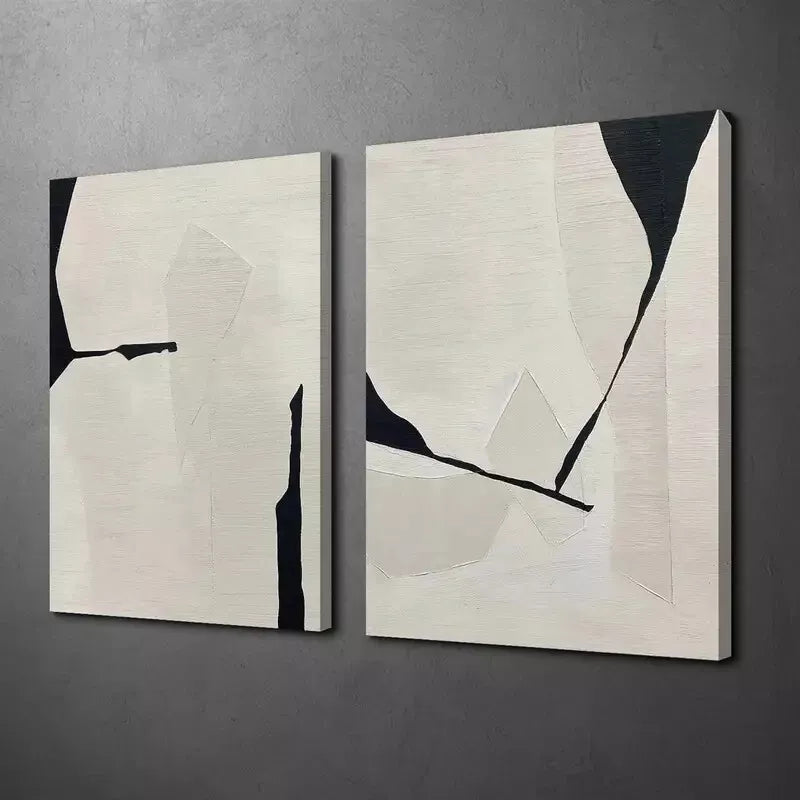 2-Piece Black & Beige Wabi Sabi Style Canvas Wall Art Set - 50x75cm High Quality Framed Print | 100% Australian Made | Ready to Hang | Perfect for Living Room, Bedroom & Office Decor