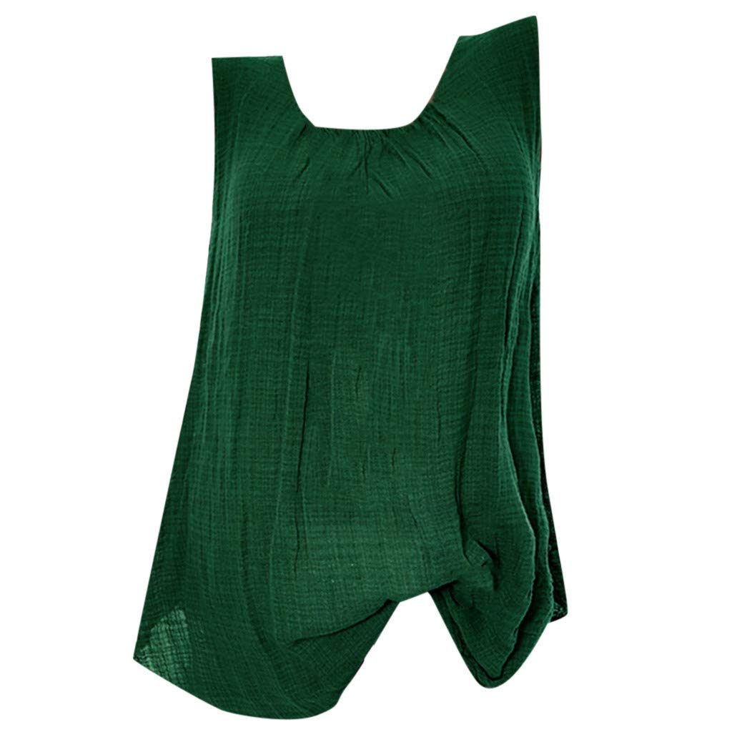 LEXUPA Women's Cotton Linen Sleeveless Baggy T-Shirt Vest Tee Blouse Tank Tops - Plus Size Casual Summer Wear for Beach, Travel & Everyday Outfits