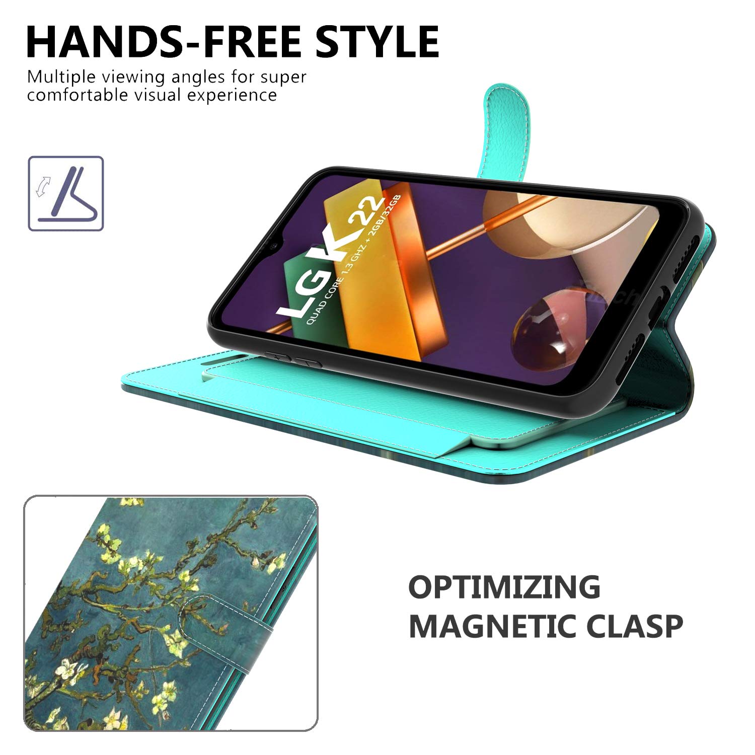 RFID Blocking PU Leather Wallet Case for LG K32/K22 - Stand Cover for Daily Use