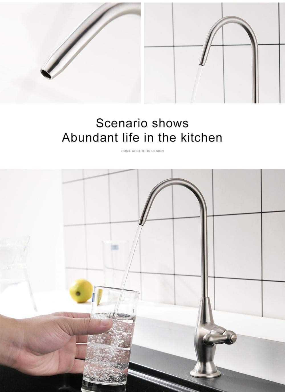 304 Stainless Steel Water Filter Faucet with Brushed Finish - Reverse Osmosis System Drinking Water Tap for Kitchen Sink | Perfect for Clean Drinking Water & RO Filtration Systems