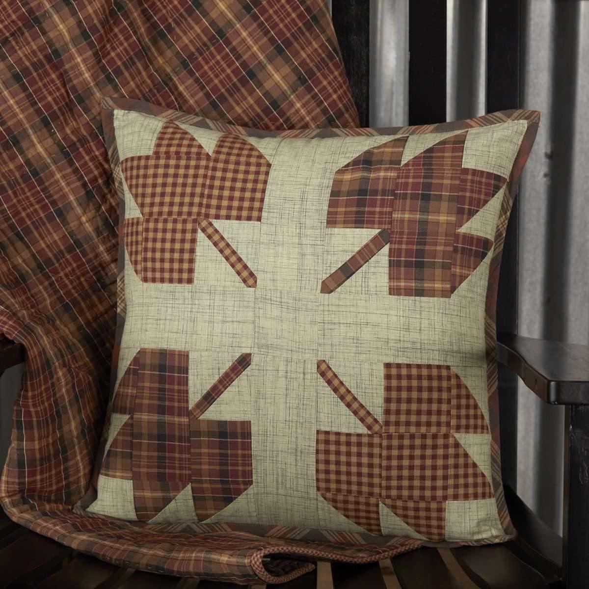 Abilene Harvest Leaf Patch Pillow 18x18 Inch Fall Decor - Cozy Farmhouse Throw Pillow for Sofa, Bed & Seasonal Home Decor | VHC Brands