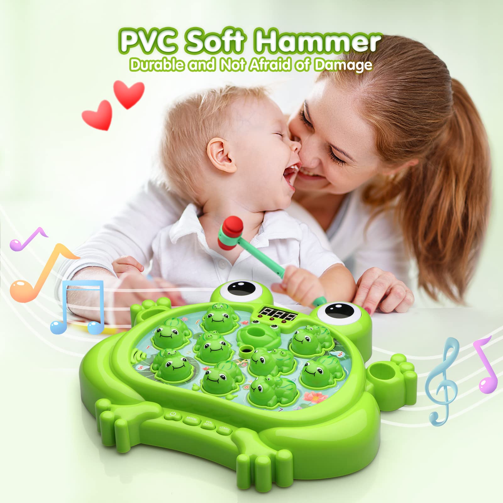 HopeRock Interactive Whack A Frog Game for Toddlers Age 2-5 - 5 Play Modes, 45 Levels with 9 Music & Light-up Effects - Early Learning Educational Toy for Boys & Girls - Perfect Birthday Gift for 2-4 Year Olds (Great for Sensory Development & Family Game Night)