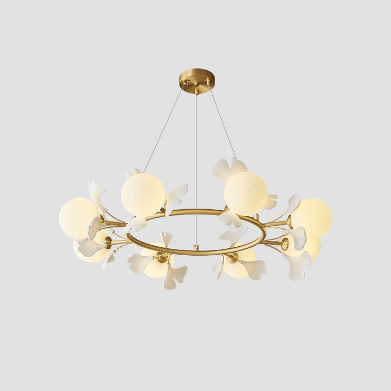 Evander Gingko Chandelier - Modern Leaf Design Crystal Ceiling Light Fixture for Dining Room, Living Room & Bedroom Decor
