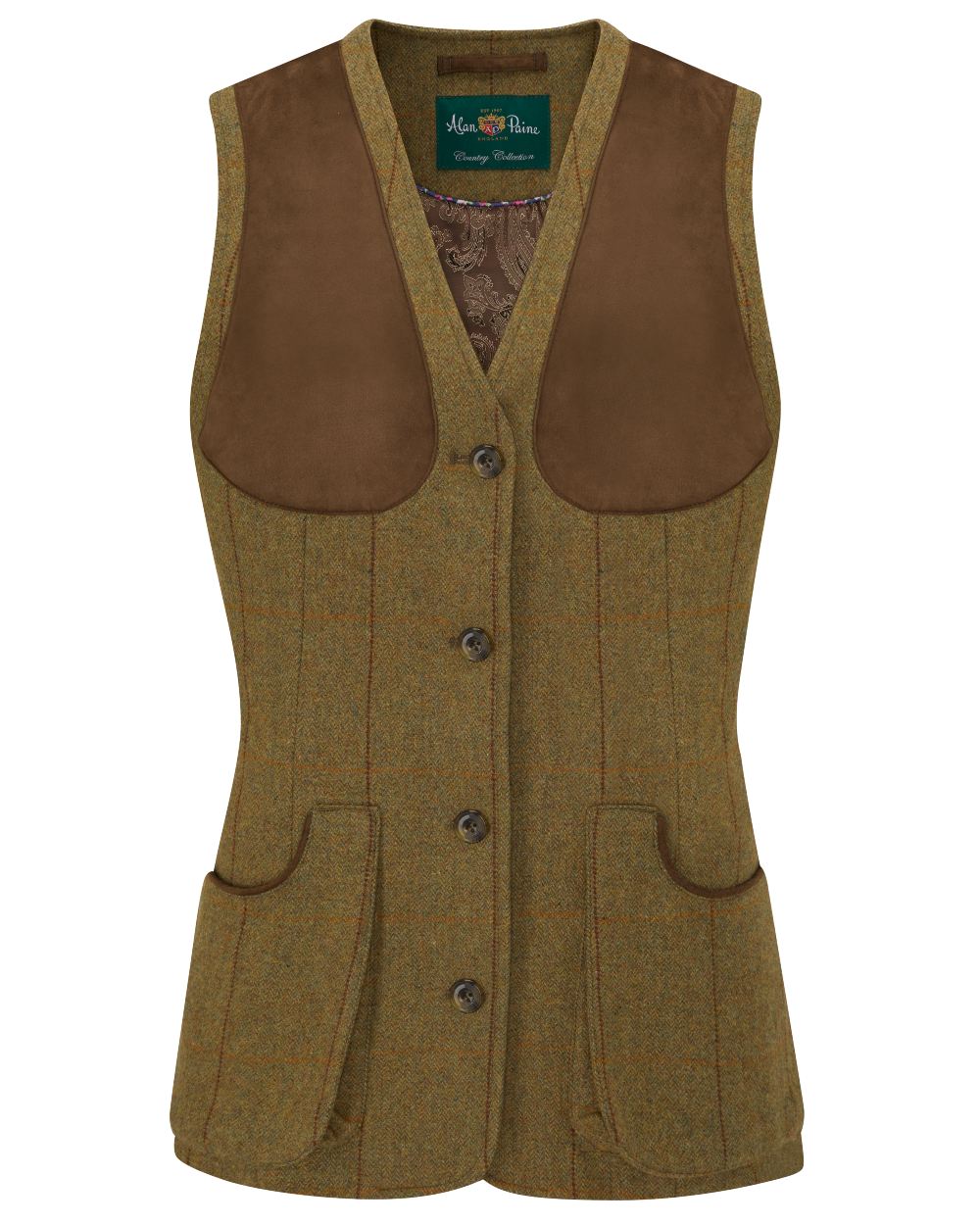 Alan Paine Combrook Ladies Tweed Shooting Waistcoat - Classic British Style Vest for Women - Perfect for Hunting, Shooting Sports & Countryside Outfits