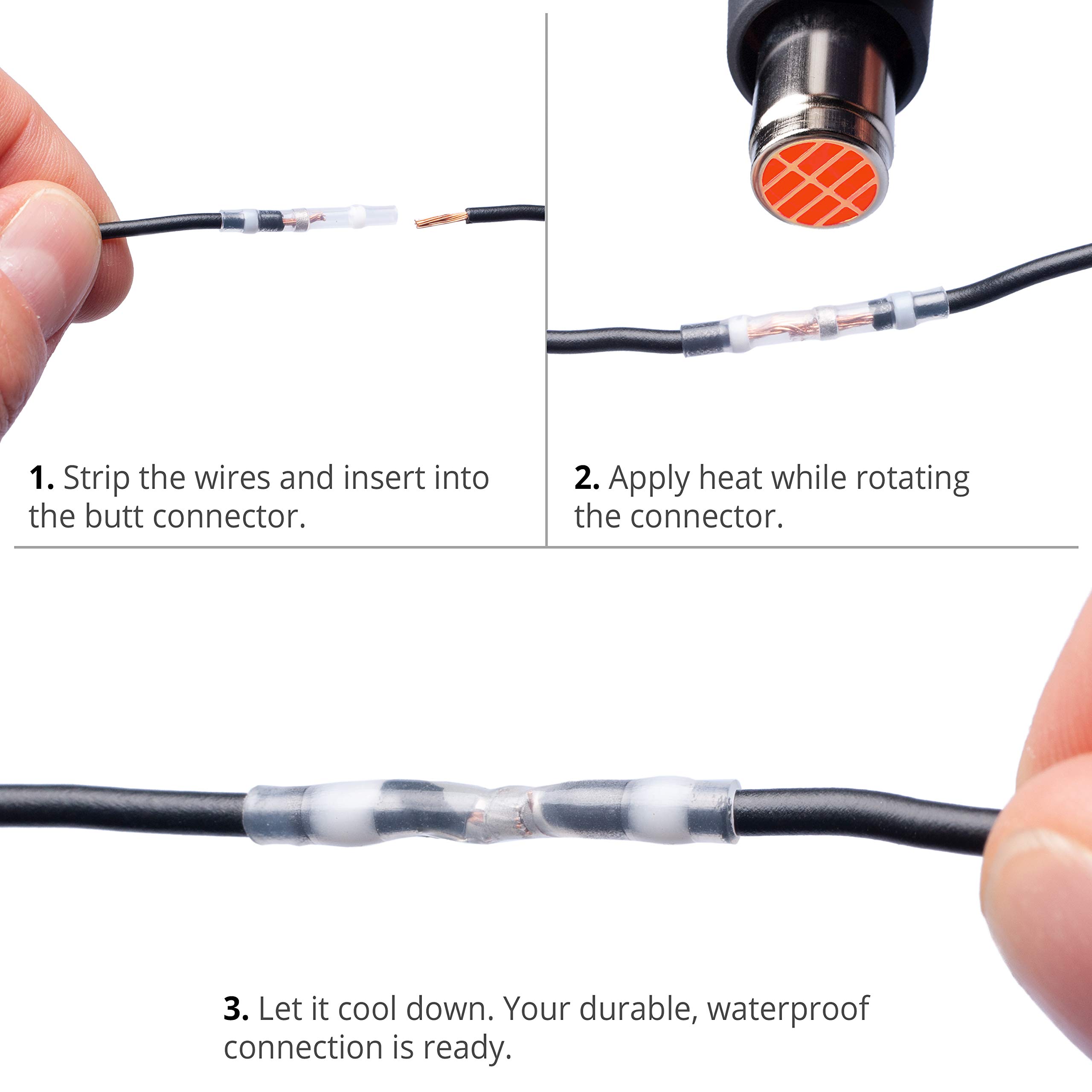 Wirefy 150 PCS Heat Shrink Solder Seal Wire Connectors - Waterproof Self-Soldering Butt Connectors for 26-24 AWG Wires - Ideal for Automotive, Marine & Outdoor Electrical Repairs