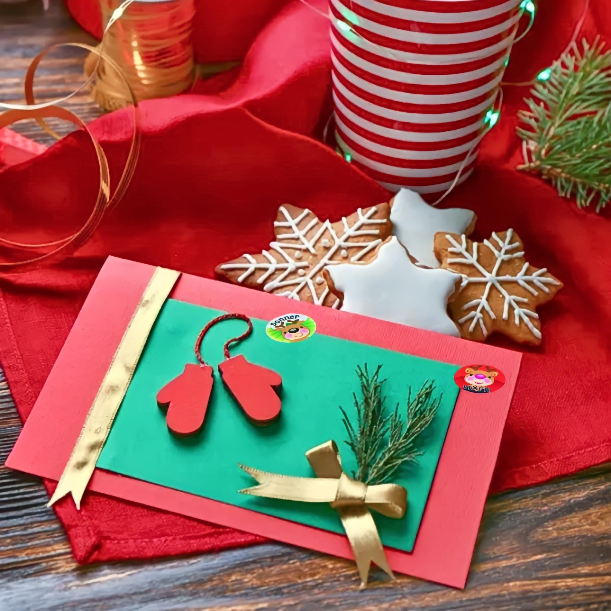 Fun Express Reindeer Roll Stickers for Christmas - 1 Roll of Festive Holiday Stationery Stickers - Perfect for Gift Wrapping, Scrapbooking & Holiday Crafts