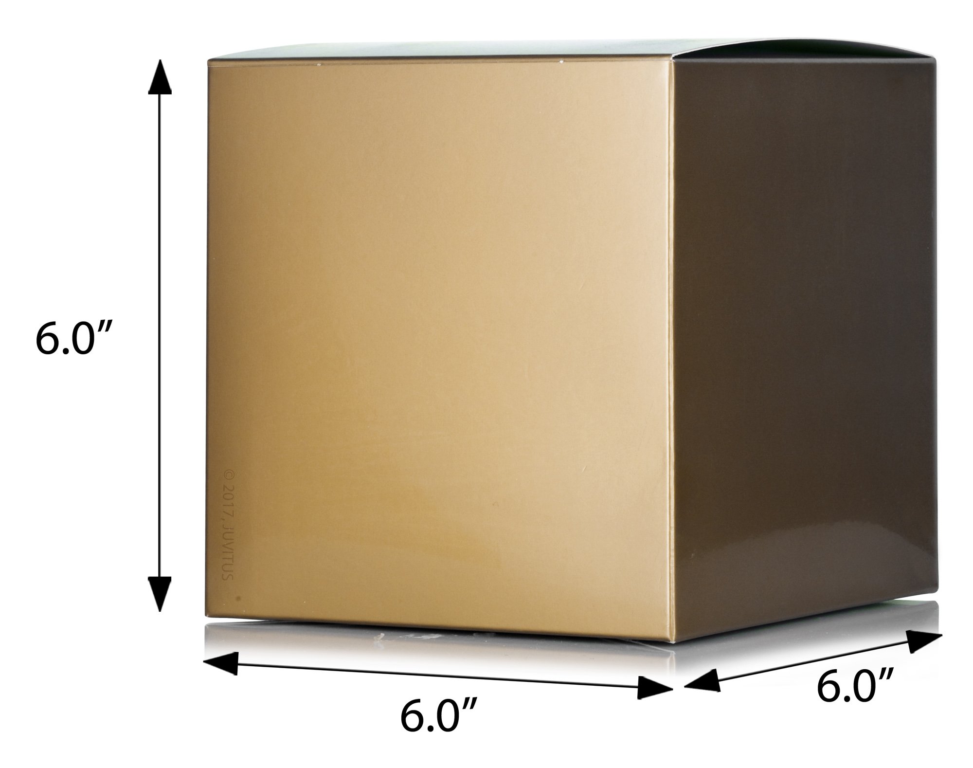 JUVITUS 6 Pack Gold Square High Gloss Gift Boxes - 6x6x6 Inches - Perfect for Party Favors, Coffee Mugs, Candy, Jewelry & Small Gifts - Elegant Wedding, Birthday, Anniversary & Holiday Packaging