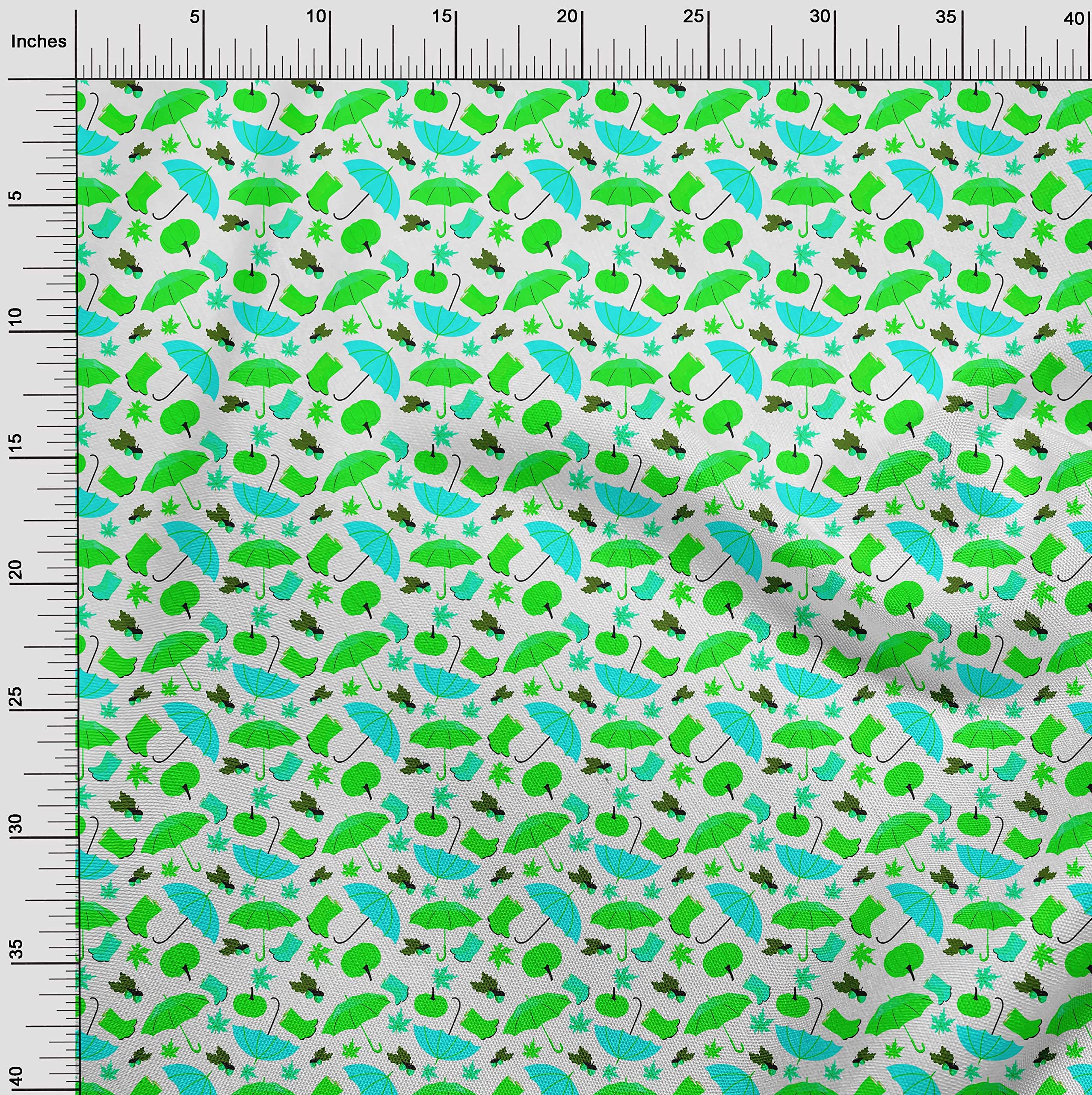 oneOone Polyester Spandex Turquoise Green Fabric - 56 Inch Wide Printed DIY Sewing Material for Autumn Clothing & Crafts | Perfect for Dresses, Skirts & Home Decor Projects