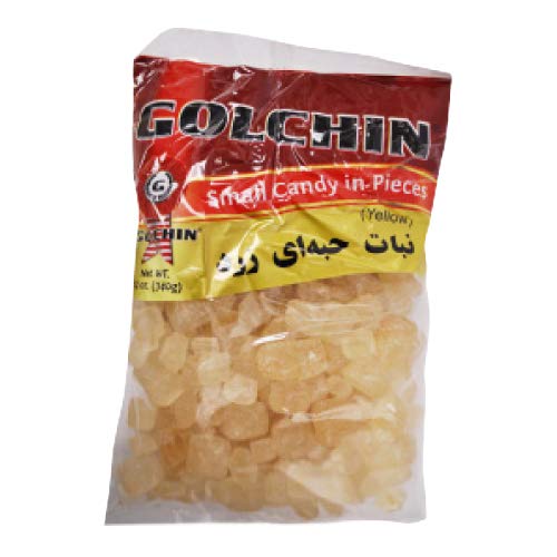 Premium Golchin Yellow Rock Candy (In Pieces) - Natural Persian Saffron Flavor - Perfect for Tea, Desserts & Gifting - Bulk 1lb Pack