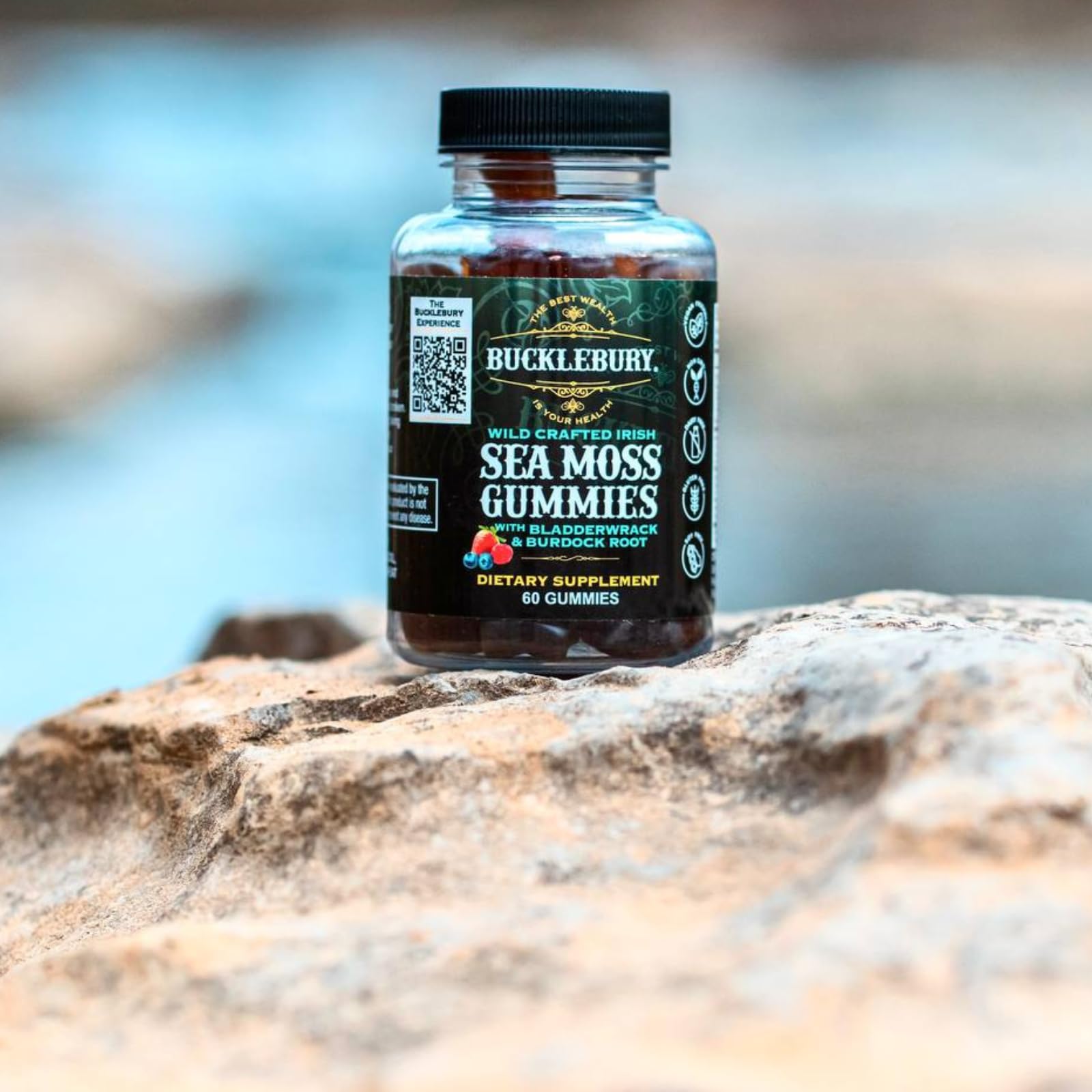 Wild Crafted Irish Sea Moss Gummies with Bladderwrack & Burdock Root - Vegan Chewable Multivitamin for Immune, Thyroid & Digestive Support - 60 Natural Gummy Supplements - Perfect for Daily Wellness & Gut Health Routine
