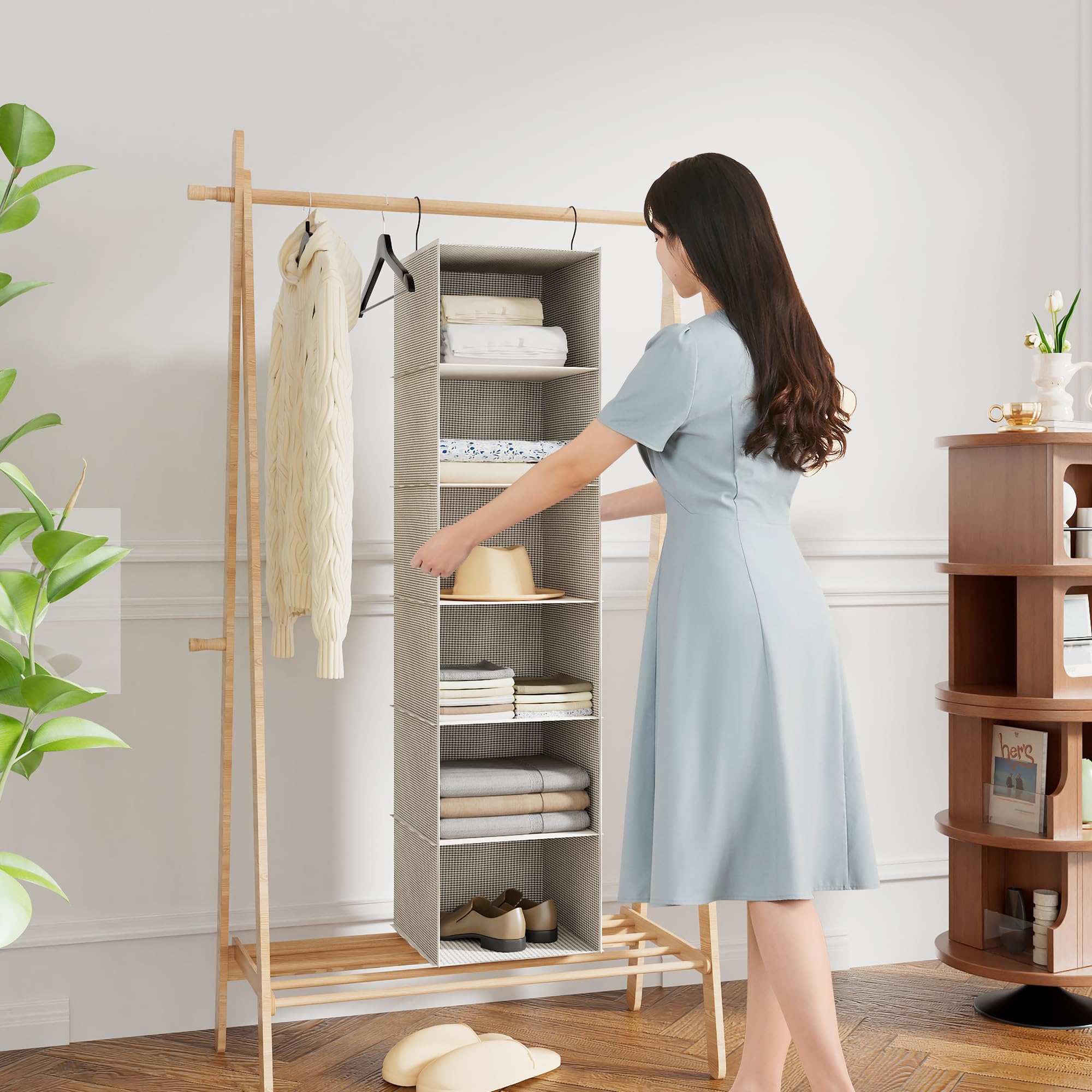 6-Shelf Hanging Closet Organizer for RV, Wardrobe & Nursery - Space Saving Storage Solution for Clothes, Linens & Baby Items - Perfect for Campers, Bedrooms & Small Spaces