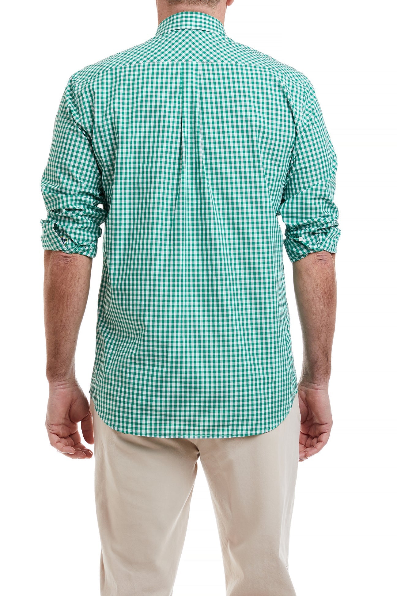 Chase Shirt Wide Gingham Green with Single Shamrock - Stylish Casual Button Down Shirt for Men - Perfect for St. Patrick's Day, Office Wear & Spring Outfits