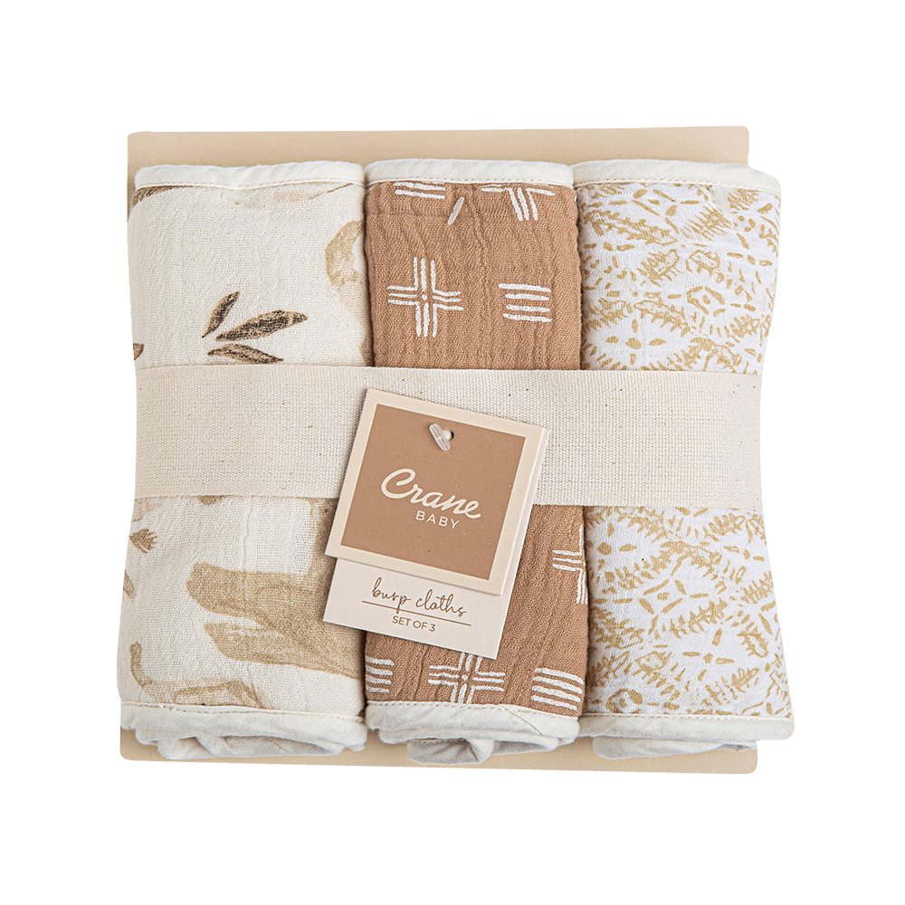 Premium 3-Piece Crane Baby Kendi Burp Cloths Set - Ultra Soft & Absorbent for Newborns & Infants - Perfect for Feeding, Spit-Up & Messy Moments