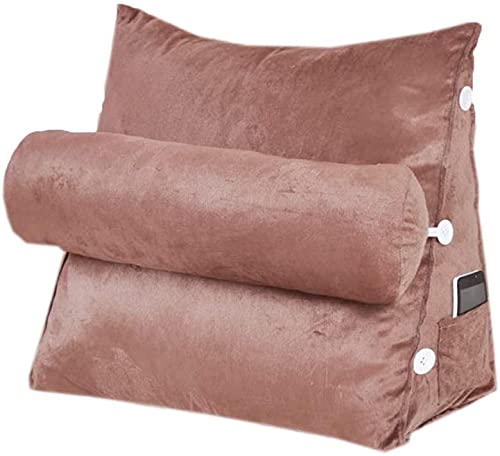 Luxury Velvet Lumbar Support Pillow for Bed & Sofa - 45CM Washable Backrest Cushion for Reading, Relaxing & Pain Relief (Triangle Wedge Design, Color: F) - Perfect for Home, Office & Travel Comfort