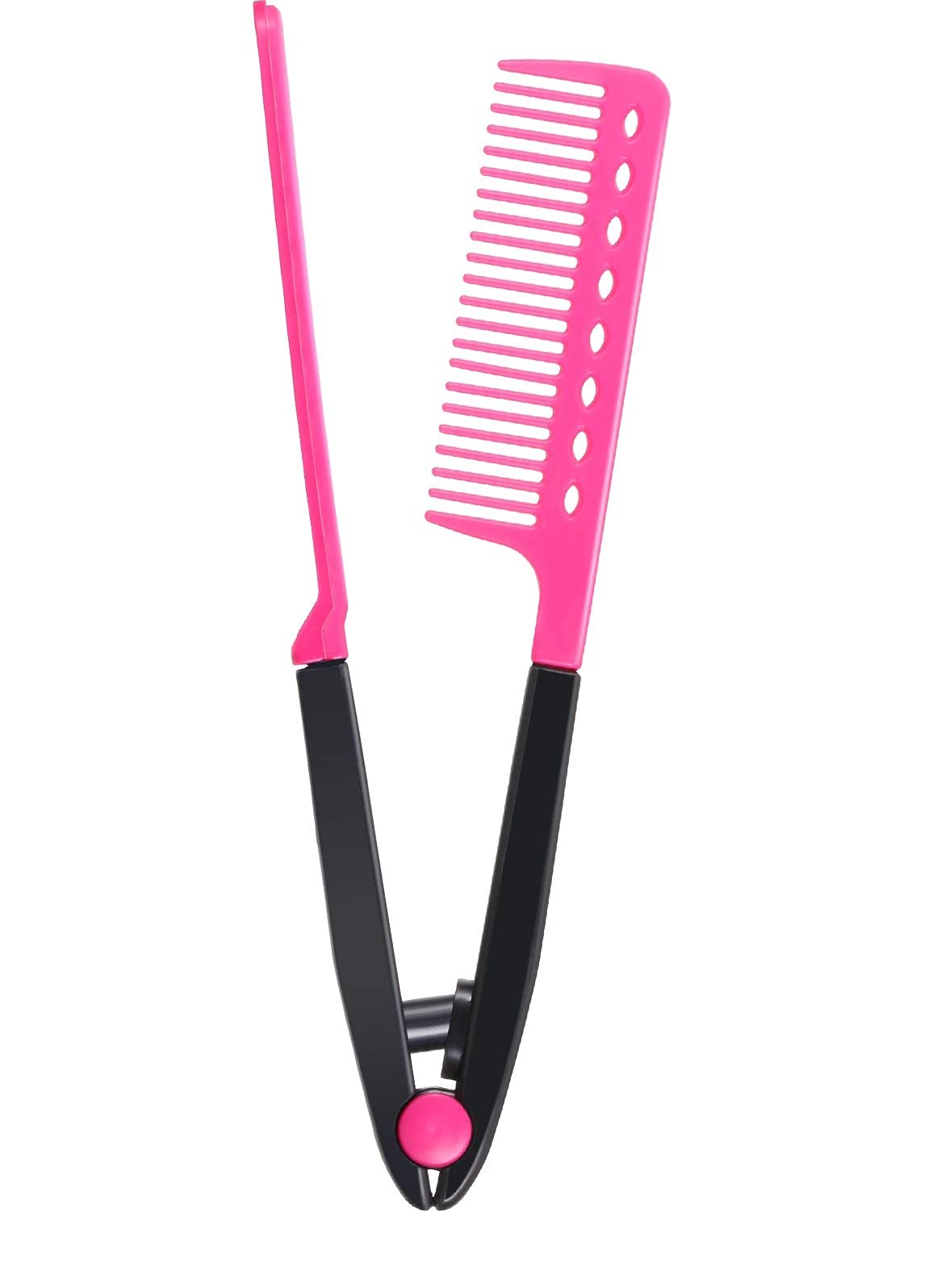 Frackson Pink V-Shaped Straightening Comb - Professional Salon Hair Brush & Styling Tool for Straightening Knotty Hair - Perfect for Home Use, Travel & Salon Styling