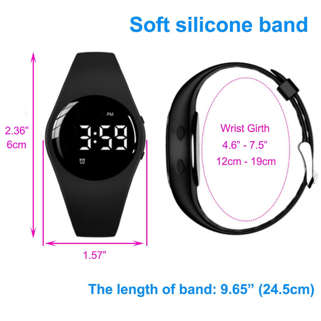 Waterproof Vibrating Alarm Watch - Silent Medical Reminder with Timer & 15 Daily Alarms for Elderly, Deaf & Heavy Sleepers - Perfect for Medication Alerts, Meetings & Daily Reminders (Black)