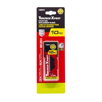 TOOLTECH Xpert Utility Knife Replacement Blades 10-Pack - Premium Stainless Steel Razor Blades for Box Cutting, Crafting & DIY Projects