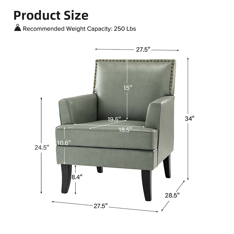 Fatima Vegan Leather Armchair - Modern PU Leather Lounge Chair for Living Room, Office & Bedroom - Eco-Friendly Faux Leather Accent Chair with Sturdy Metal Legs