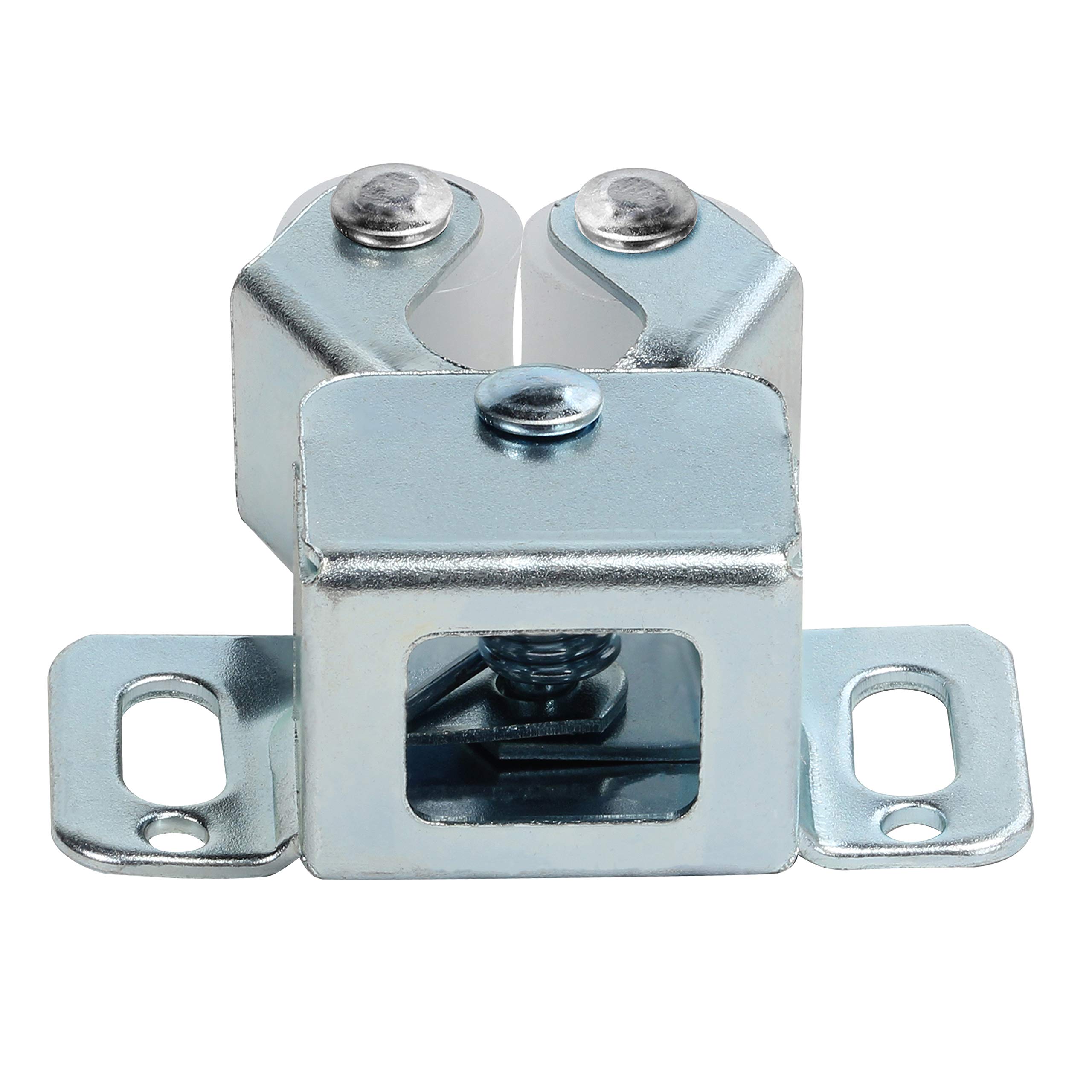 100 Pack Zinc Double Roller Catch with Prong - Cabinet Door Latches for RV, Camper, Kitchen & Dresser - Heavy Duty Cabinet Hardware for Secure Closure (ROKRLCZC) - Perfect for Home, Office & DIY Projects