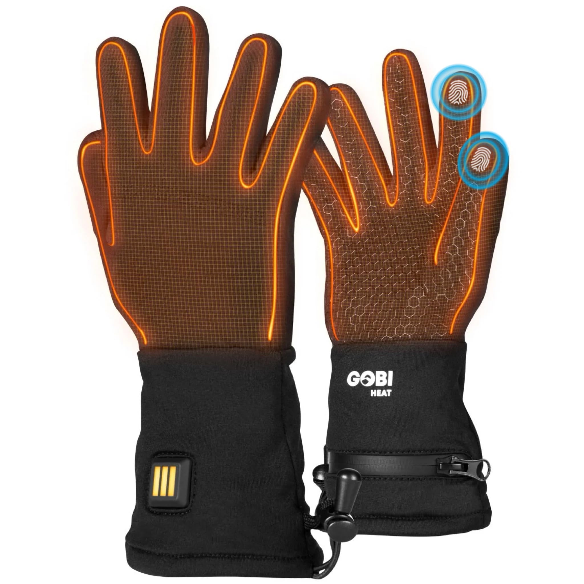 Stealth II Heated Glove Liners - 6 Hours Continuous Warmth | Rechargeable Battery & USB Charger Included | Full Finger Heating Technology | Onyx Black | Perfect for Skiing, Snowboarding & Winter Outdoor Activities