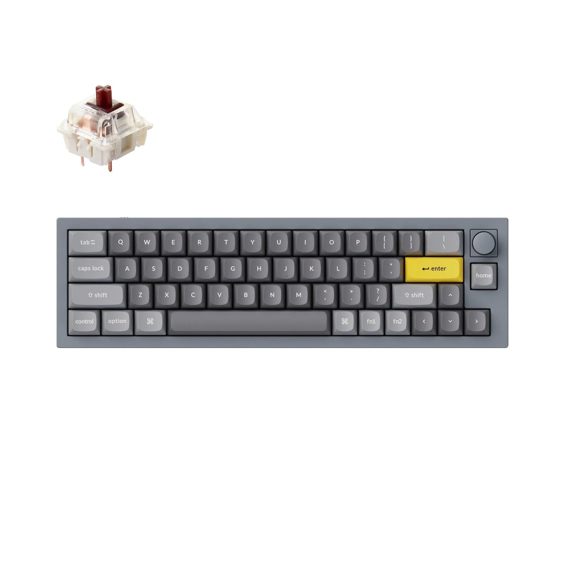 Keychron Q9 Hot-Swappable Wired Mechanical Keyboard with RGB Backlight - Gateron G Pro Brown Switches, Knob Control, Compact 47-Key Ultra Mini Layout, Aluminum Frame (Grey) - Perfect for Windows & Mac Gaming, Coding, and Office Work