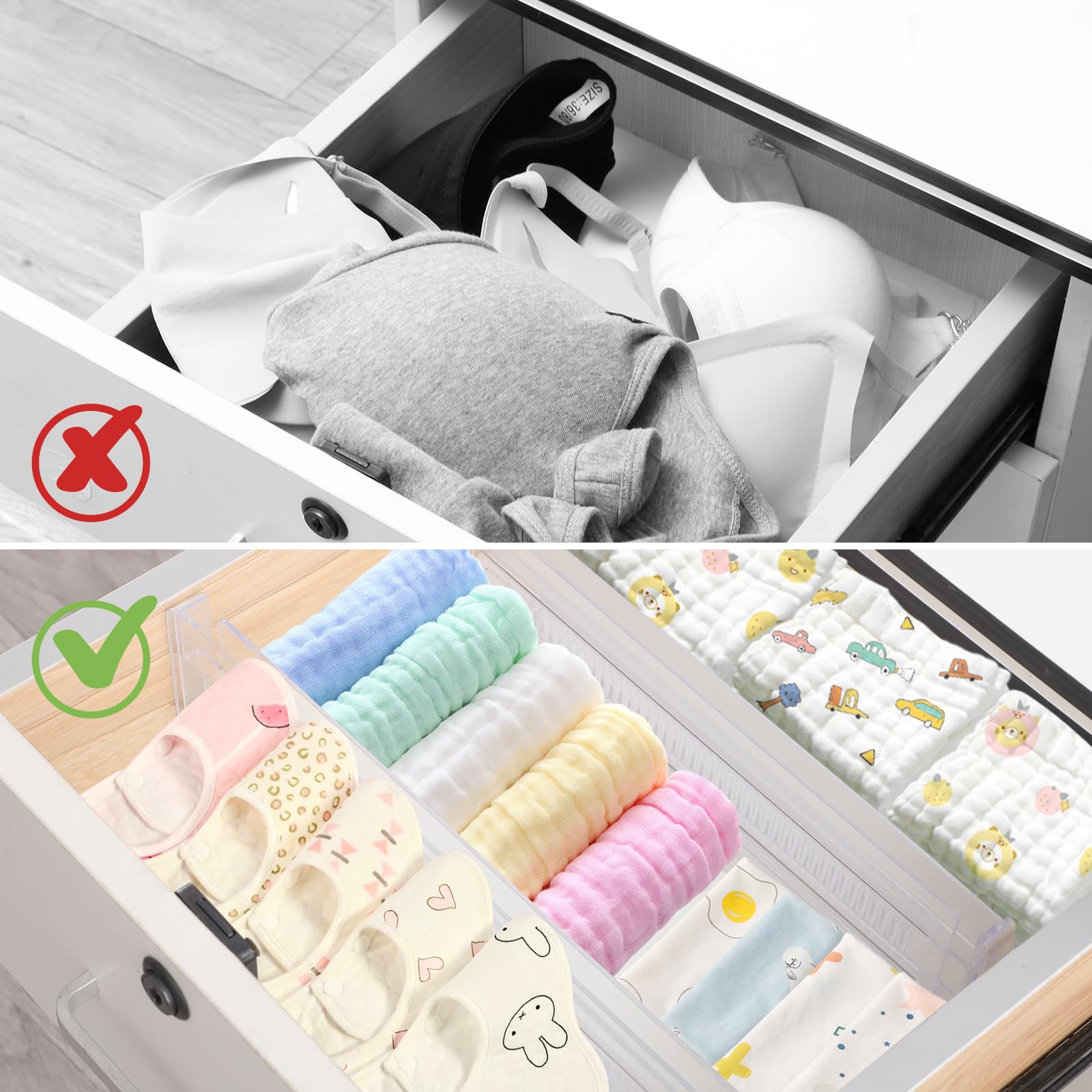 6 Pack Adjustable Drawer Organizers - Expandable from 11.3-20