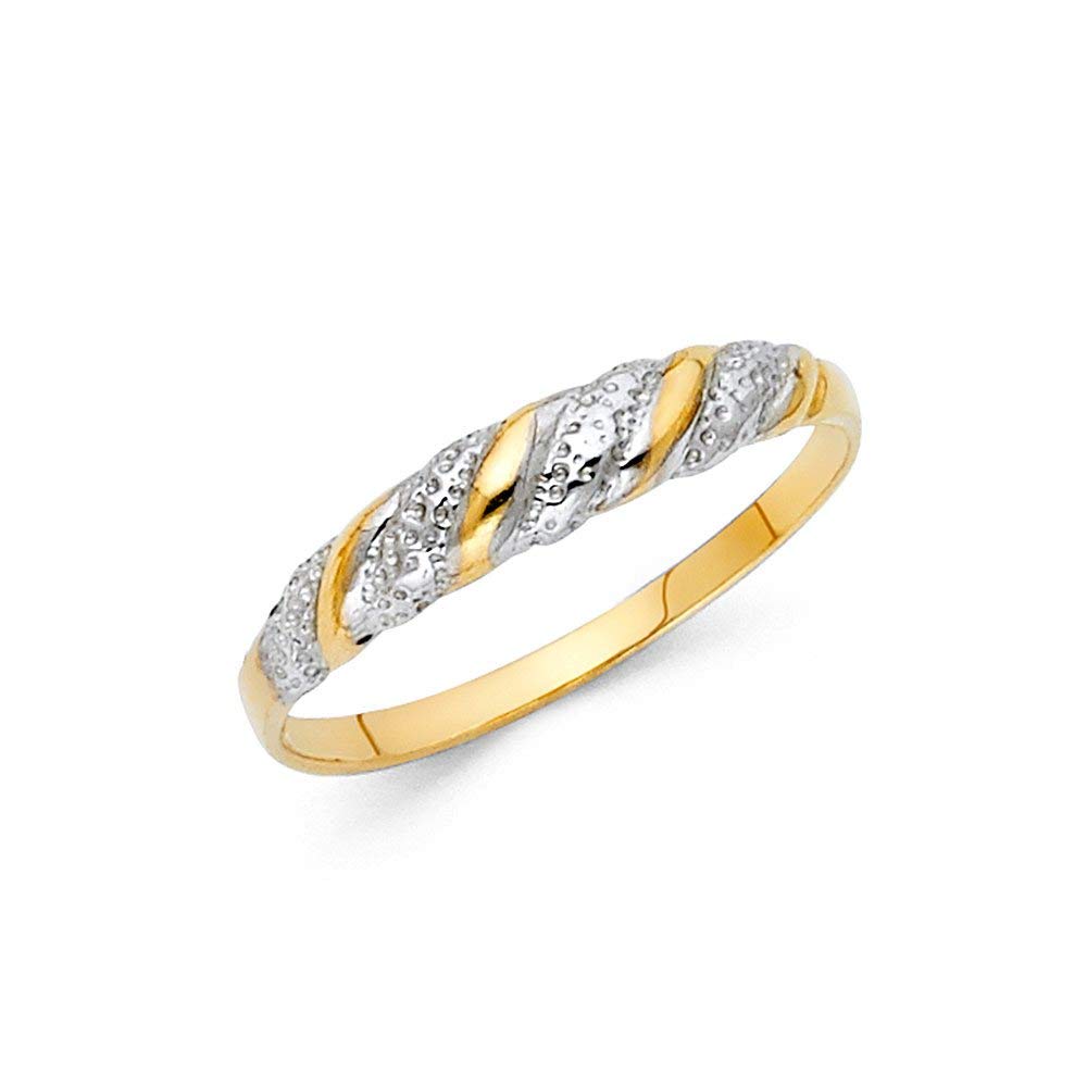 14K Yellow Gold & White Gold Fancy Ring Size 7 - Elegant Women's Jewelry Gift for Anniversary, Birthday & Special Occasions