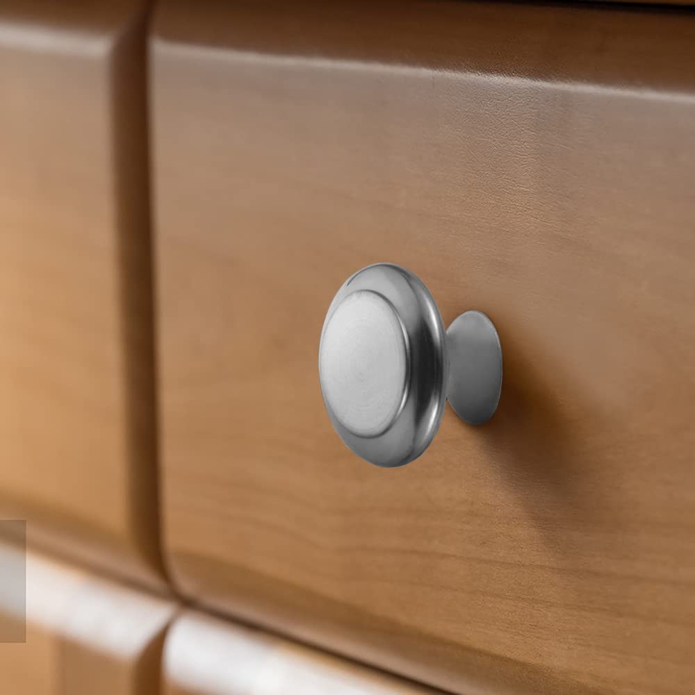 40 Pieces Silver Kitchen Cabinet Knobs - Round Mushroom Drawer Pulls with Screws for Cupboards & Cabinets | Durable Cabinet Handles for Modern Kitchen, Bathroom & Office Furniture Upgrade