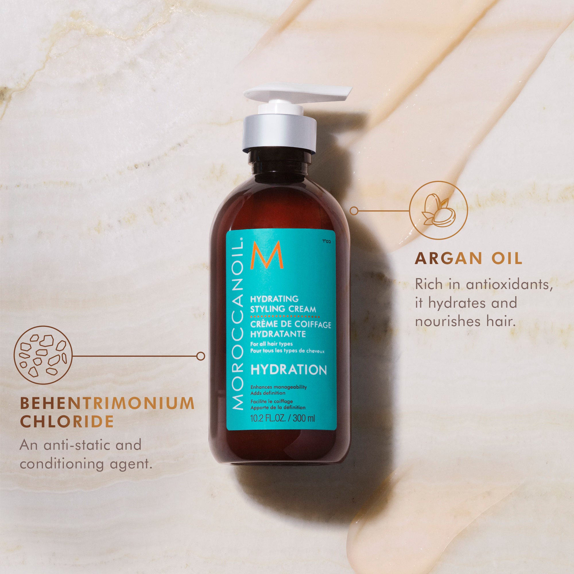 Hydrating Styling Cream for Curly Hair - Moisturizing Leave-In Conditioner with Argan Oil - Perfect for Daily Frizz Control & Defined Curls at Home or Salon