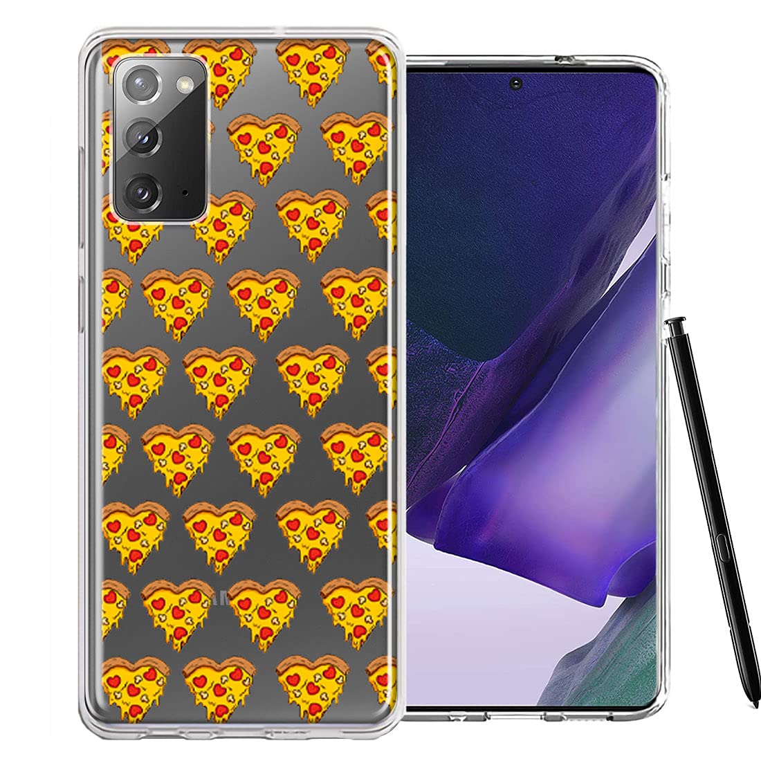 Samsung Galaxy Note 20 Phone Case - Cute Pizza Hearts & Polka Dots Design, Dual Layer Protective Cover for Women & Girls - Perfect for Everyday Use, Work, School & Travel
