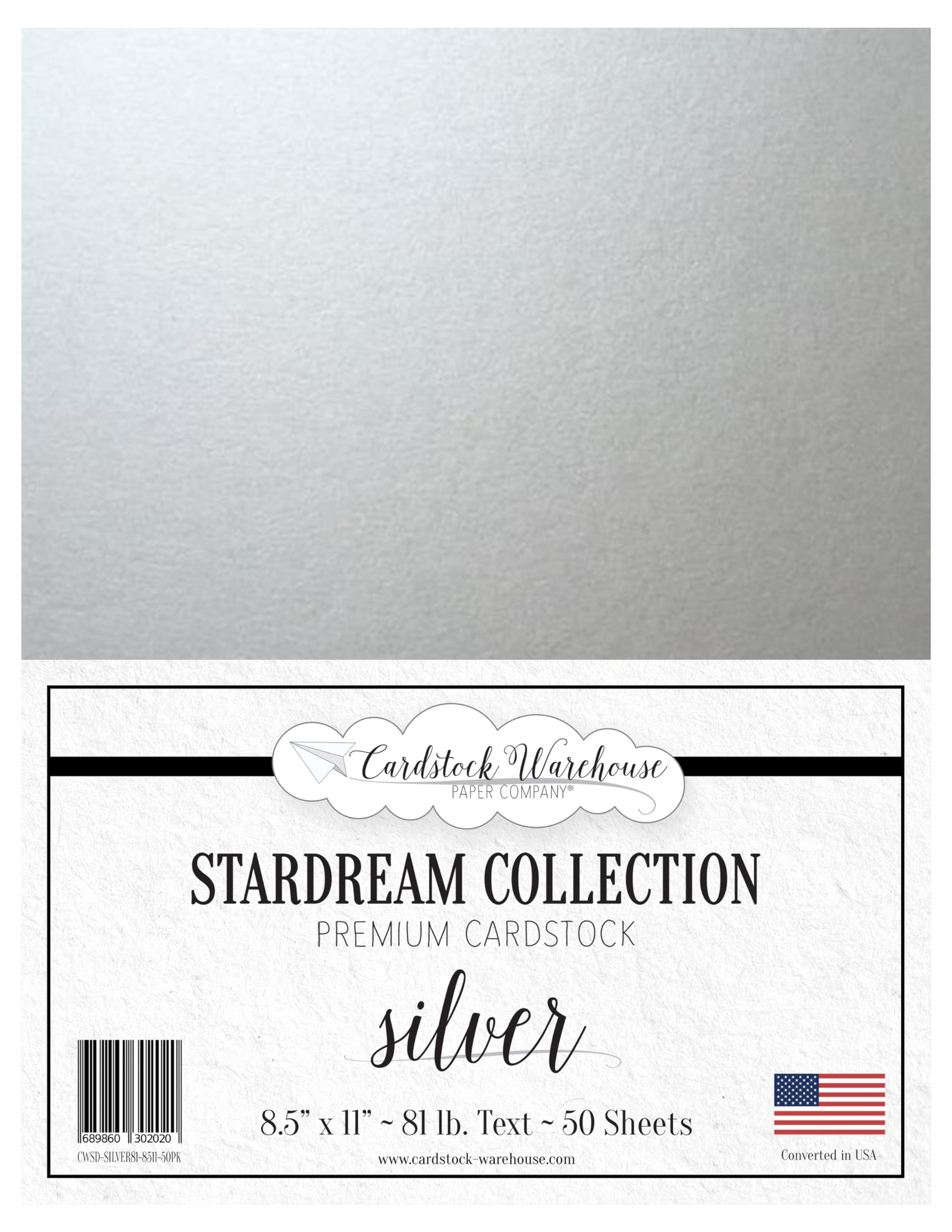 Premium Stardream Silver Cardstock Paper - 8.5 x 11 Inches, 81 lb (120 GSM) - Pearlescent Lightweight Text Paper for Scrapbooking, Invitations & Crafting - 50 Sheets - Perfect for DIY Projects, Greeting Cards & Wedding Stationery
