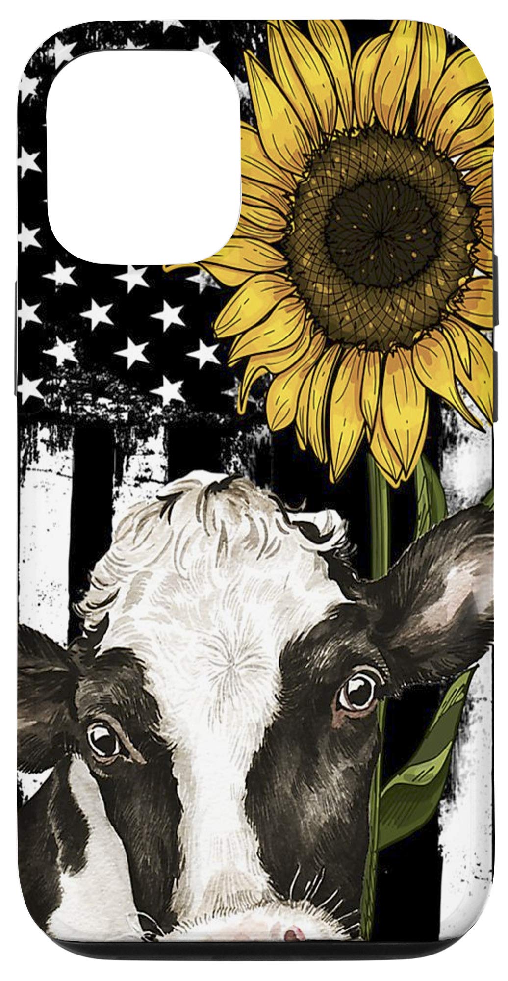 iPhone 12/12 Pro Cute Cow Sunflower Phone Case - Durable Protective Cover with Cow Flag Design - Perfect Farmer Farming Gift & Country Style Accessory - Ideal for Daily Use, Outdoor Activities & Country-Themed Events