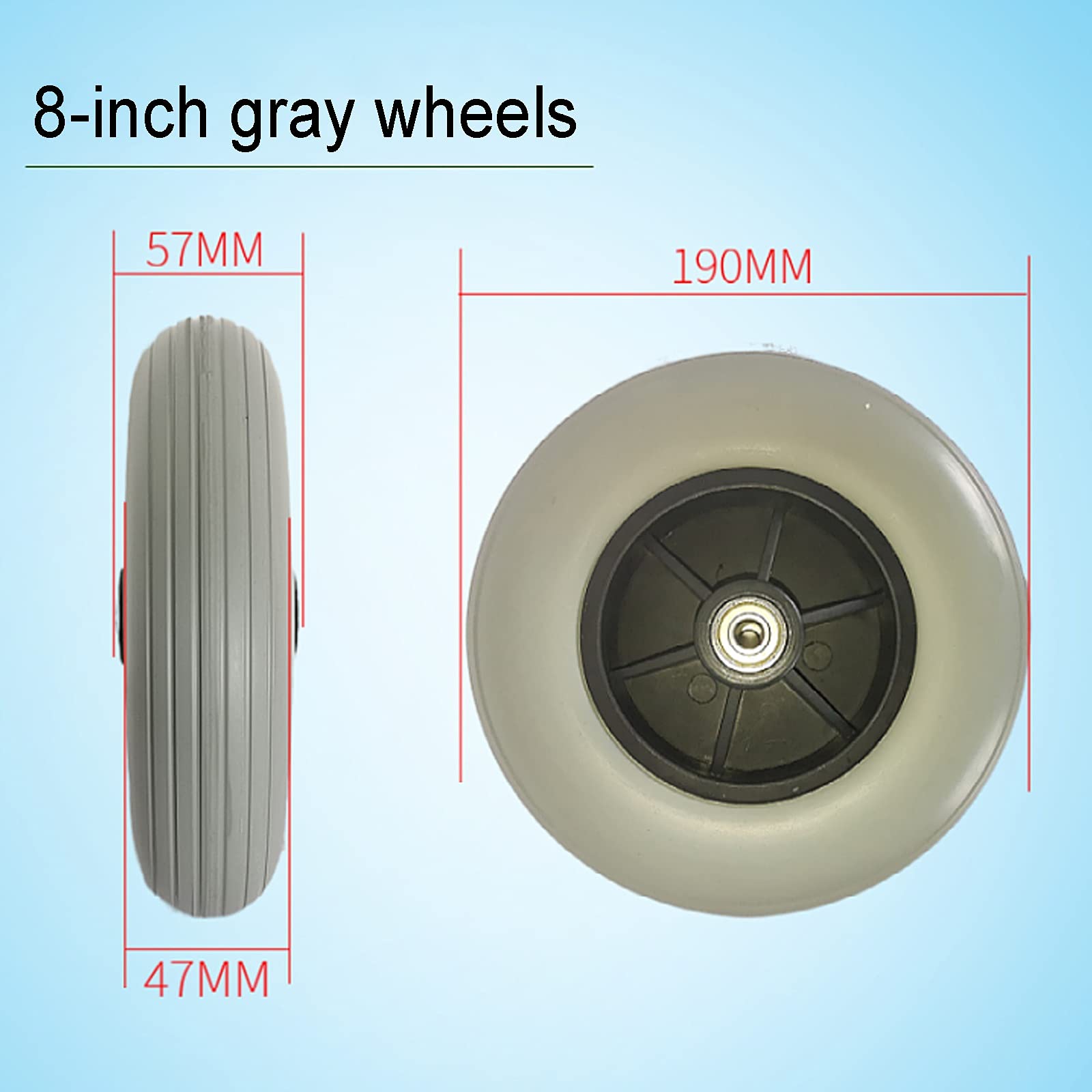8 Inch Heavy Duty Wheelchair Wheels - 120KG Max Load, Anti-Slip Rubber Replacement Wheels for Walkers & Mobility Aids - Perfect for Indoor/Outdoor Use on Hard Floors & Uneven Terrain