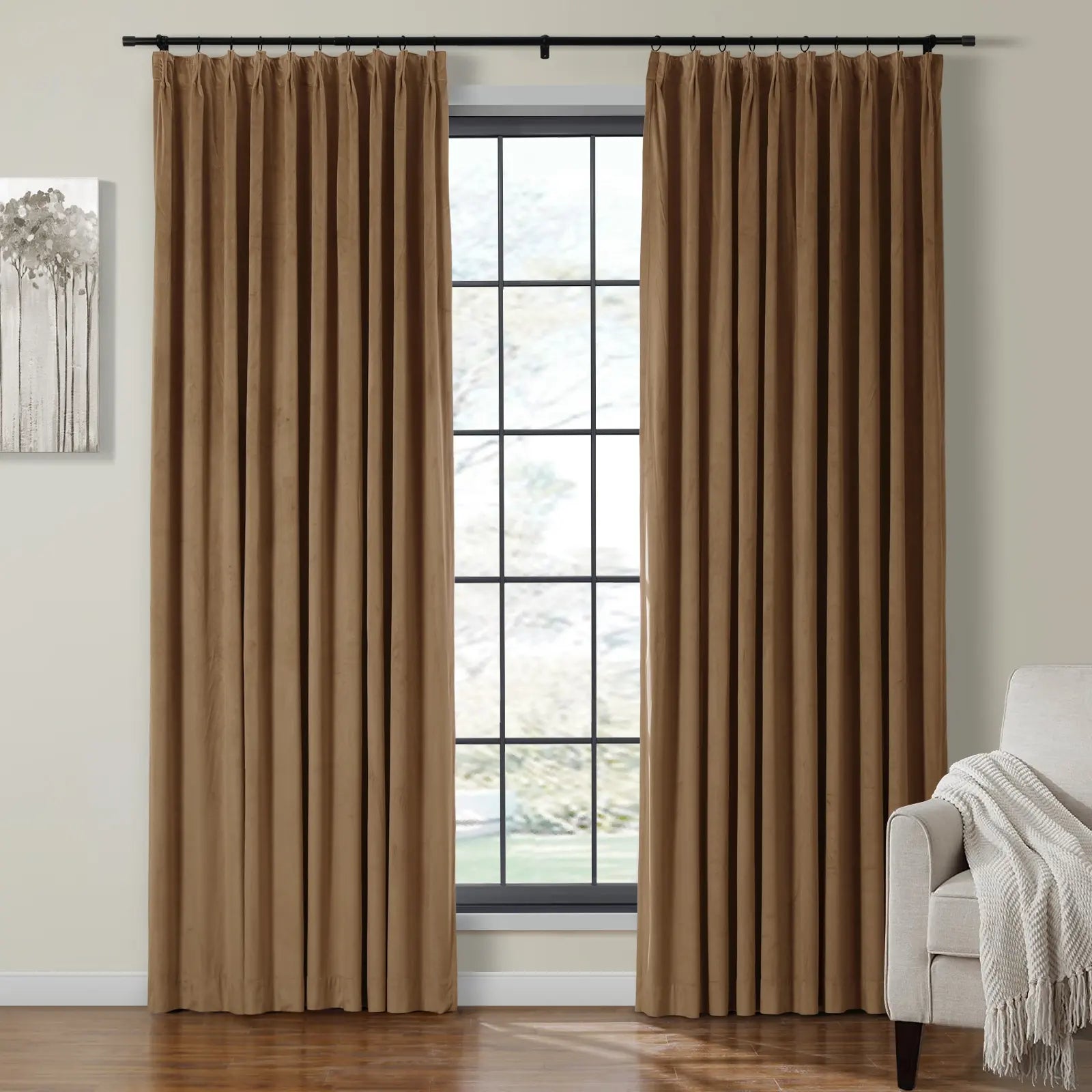 Birkin Velvet Curtain Pleated - Luxurious Blackout Drapes for Living Room & Bedroom - Elegant Window Treatment for Home Decor