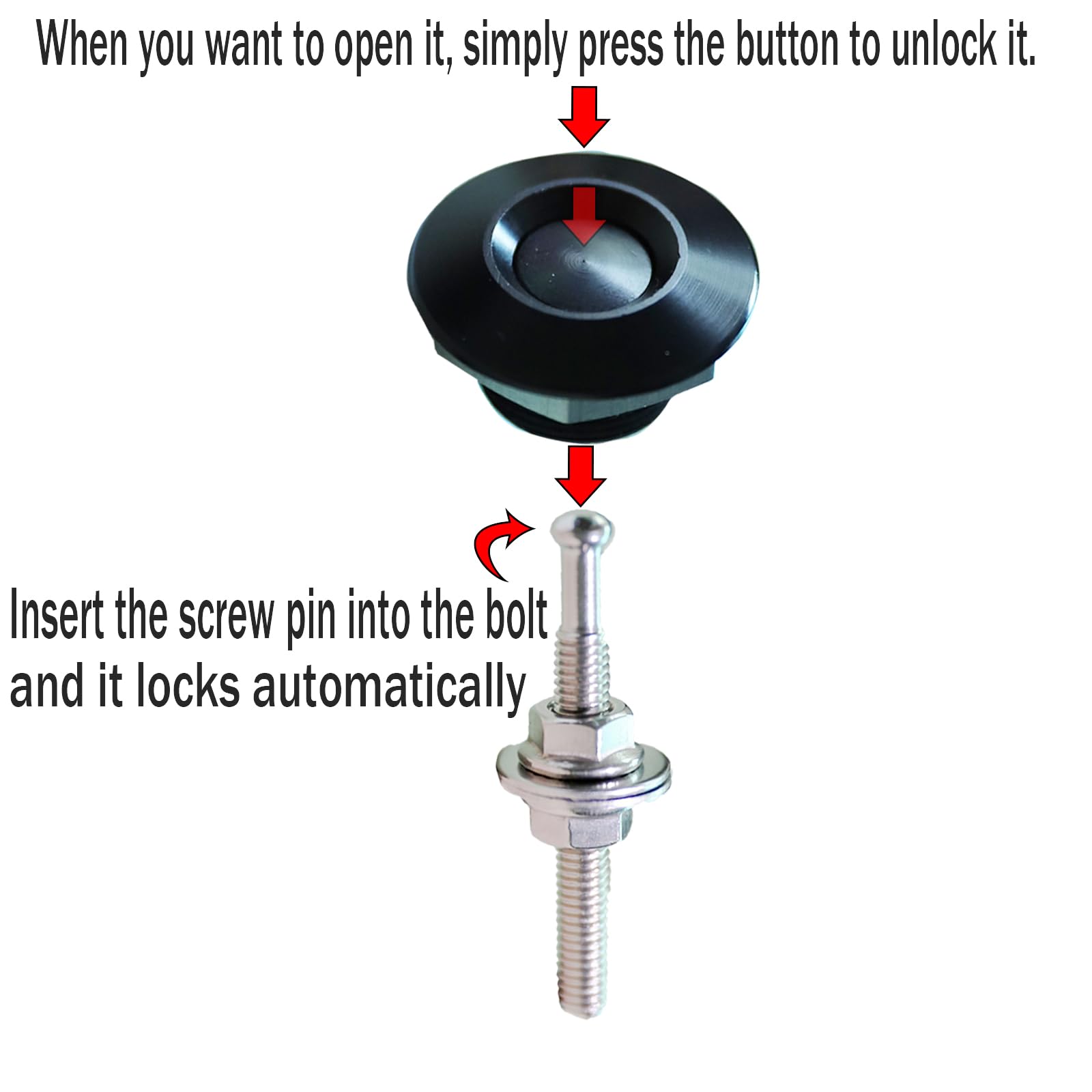 4 Pack Universal Aluminum Quick Latch Hood Pins - Quick Release Lock Latch Kit for Car Bumper & License Plate - Durable Vehicle Hood Fasteners for Racing, Off-Road & Custom Cars