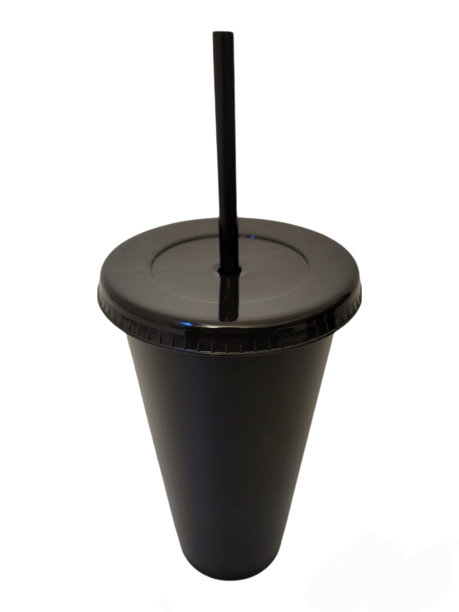 Reusable 24oz Matte Black Plastic Tumbler Cups with Lids & Straws - 5 Pack | Customizable Cold Drink Cup for Iced Coffee, Smoothies & Bubble Tea | Perfect for Travel, Parties, Weddings, Bachelorette & Birthday Gifts | Dishwasher Safe & Eco-Friendly