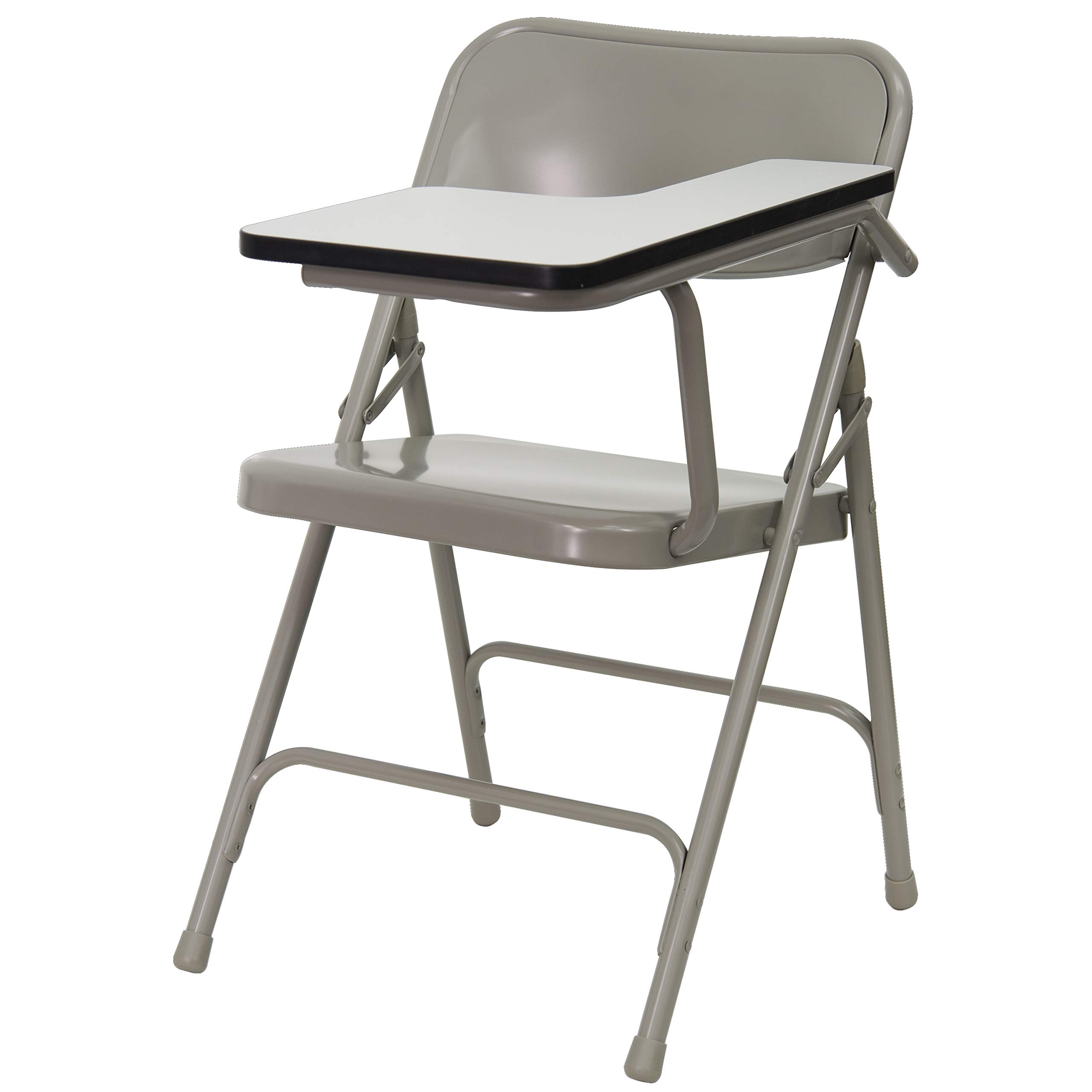 2 Pack Premium Steel Beige Folding Chair with Left-Handed Tablet Arm - Heavy Duty Event Chairs for Weddings, Conferences & Outdoor Gatherings